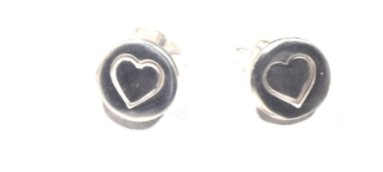 Heart Disc Sterling Studs