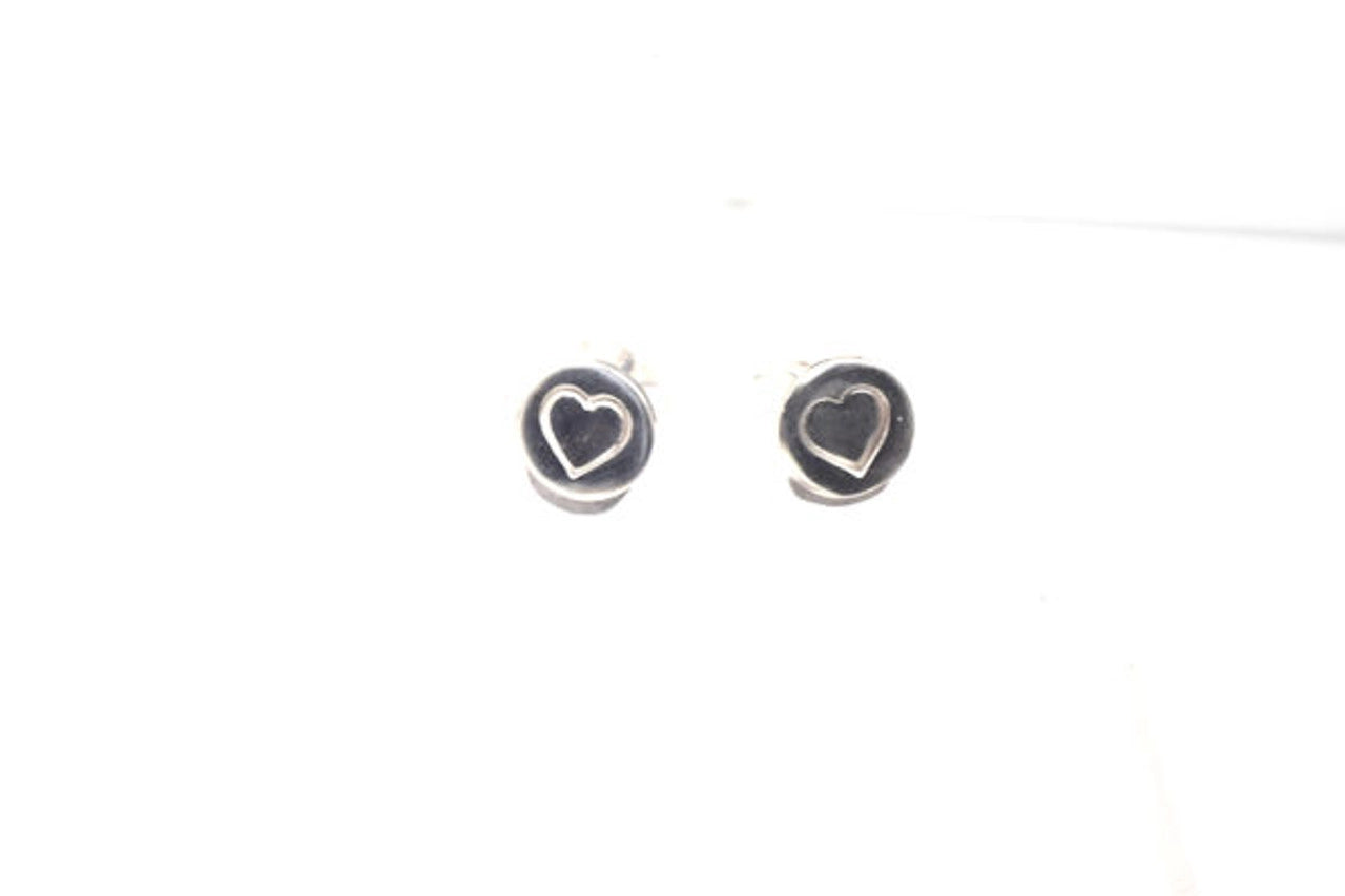 Heart Disc Sterling Studs