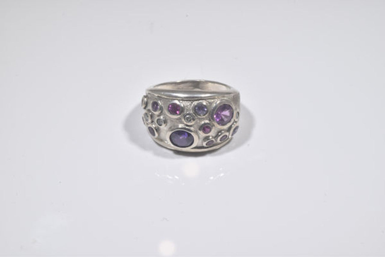Purple and Pink Sapphire Sterling Ring