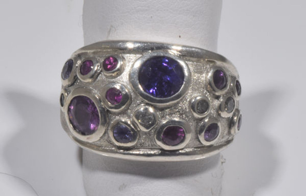 Purple and Pink Sapphire Sterling Ring