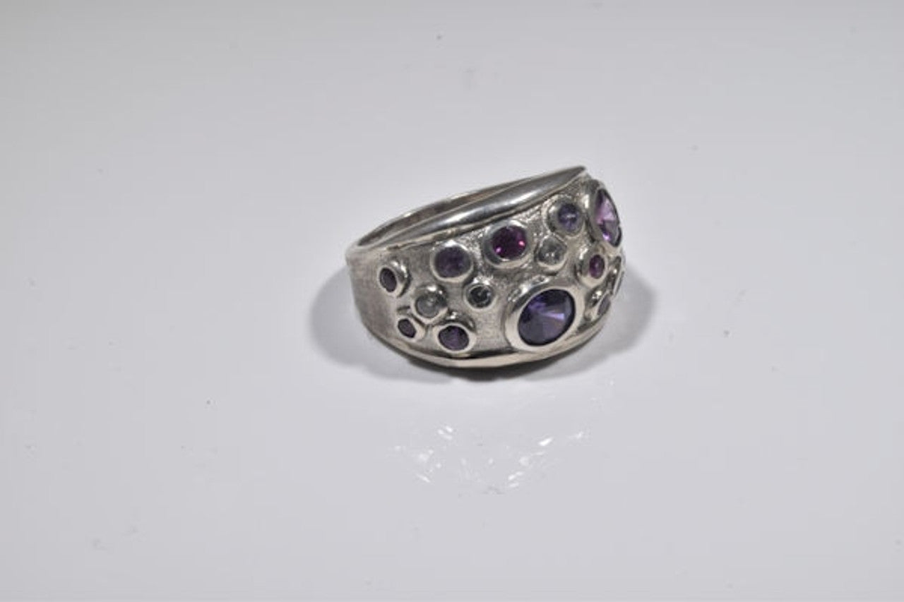 Purple and Pink Sapphire Sterling Ring