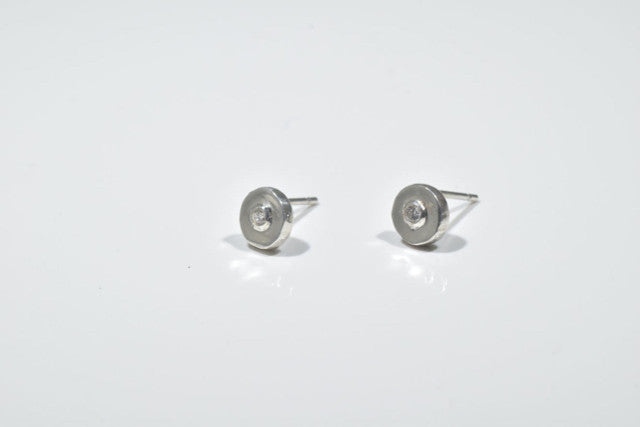 Diamond Round Disc Sterling Studs