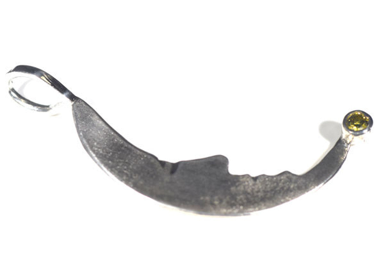 Crescent Man in the Moon Diamond Sterling Pendant