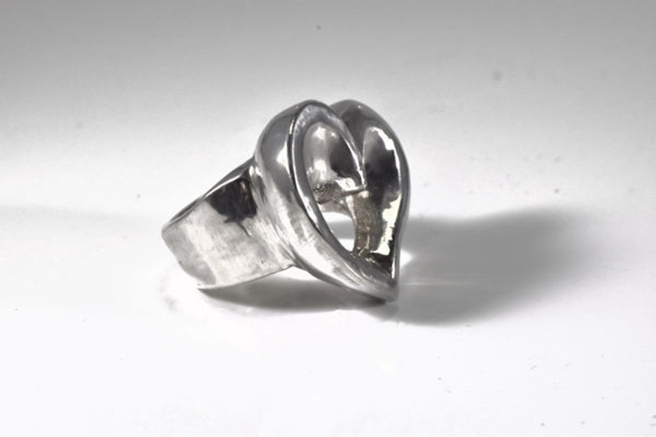 Large Open Heart Sterling Silver Ring