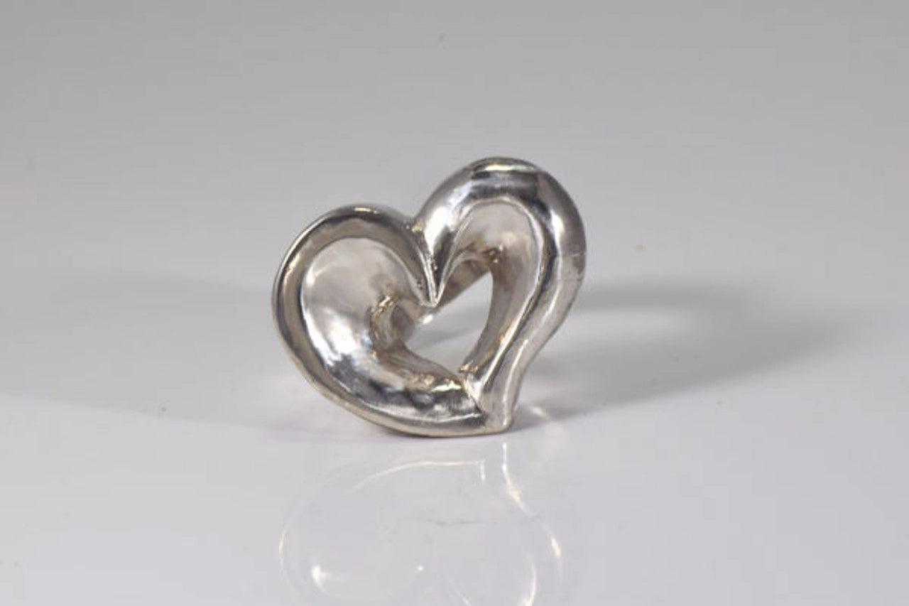 Large Open Heart Sterling Silver Ring