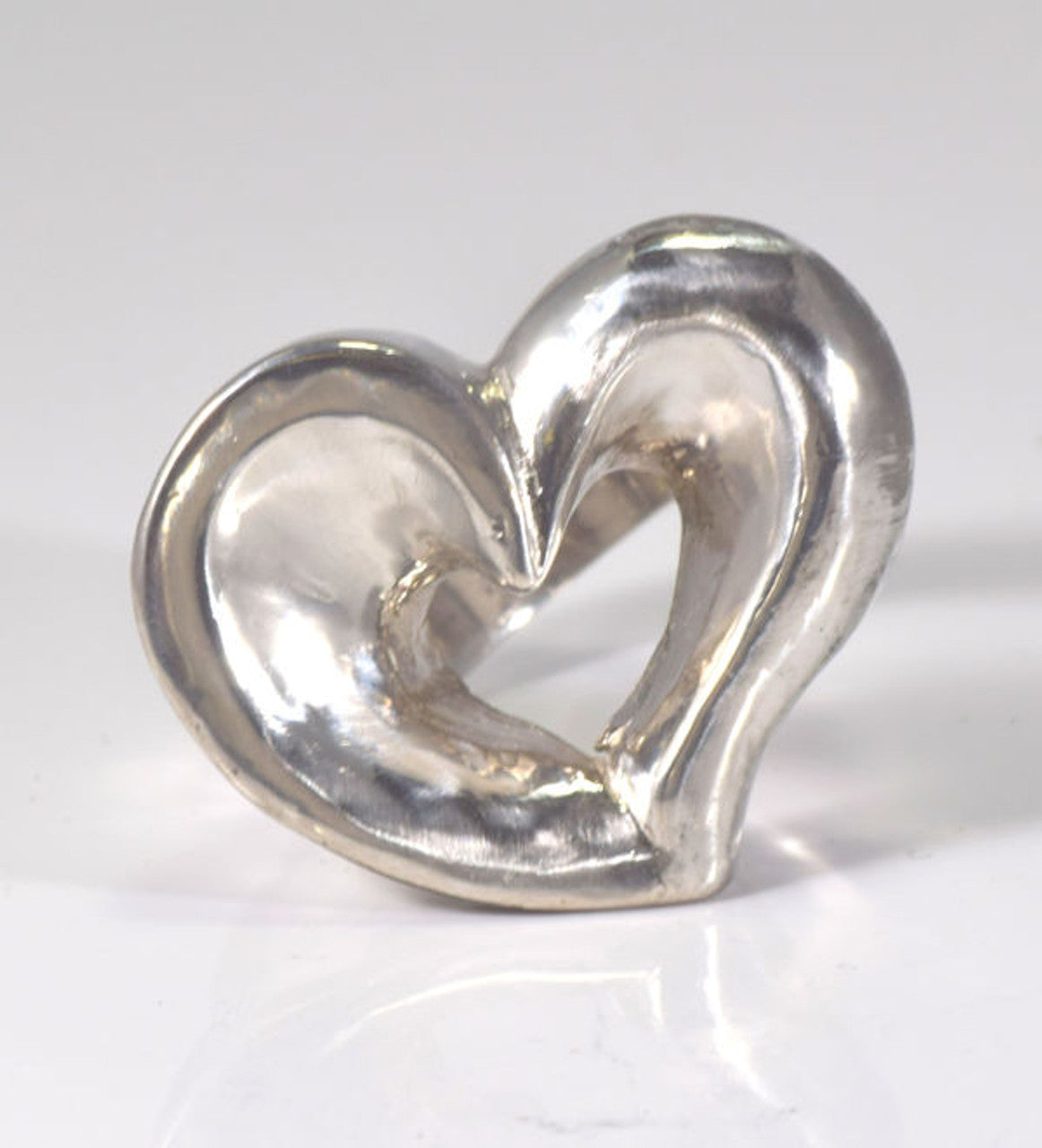 Large Open Heart Sterling Silver Ring