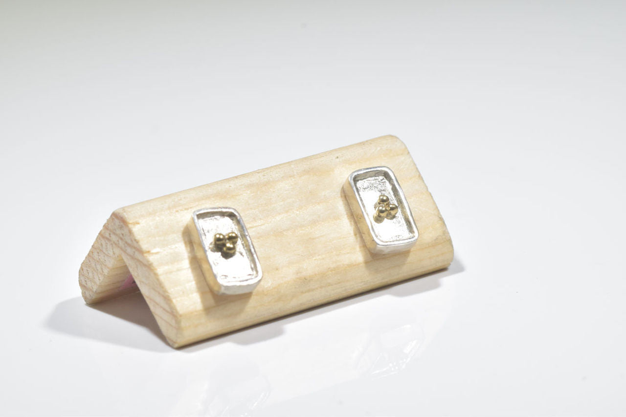 Rectangle Bead Two Tone Studs