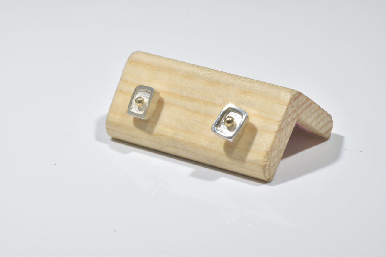 Square Bead Two Tone Studs