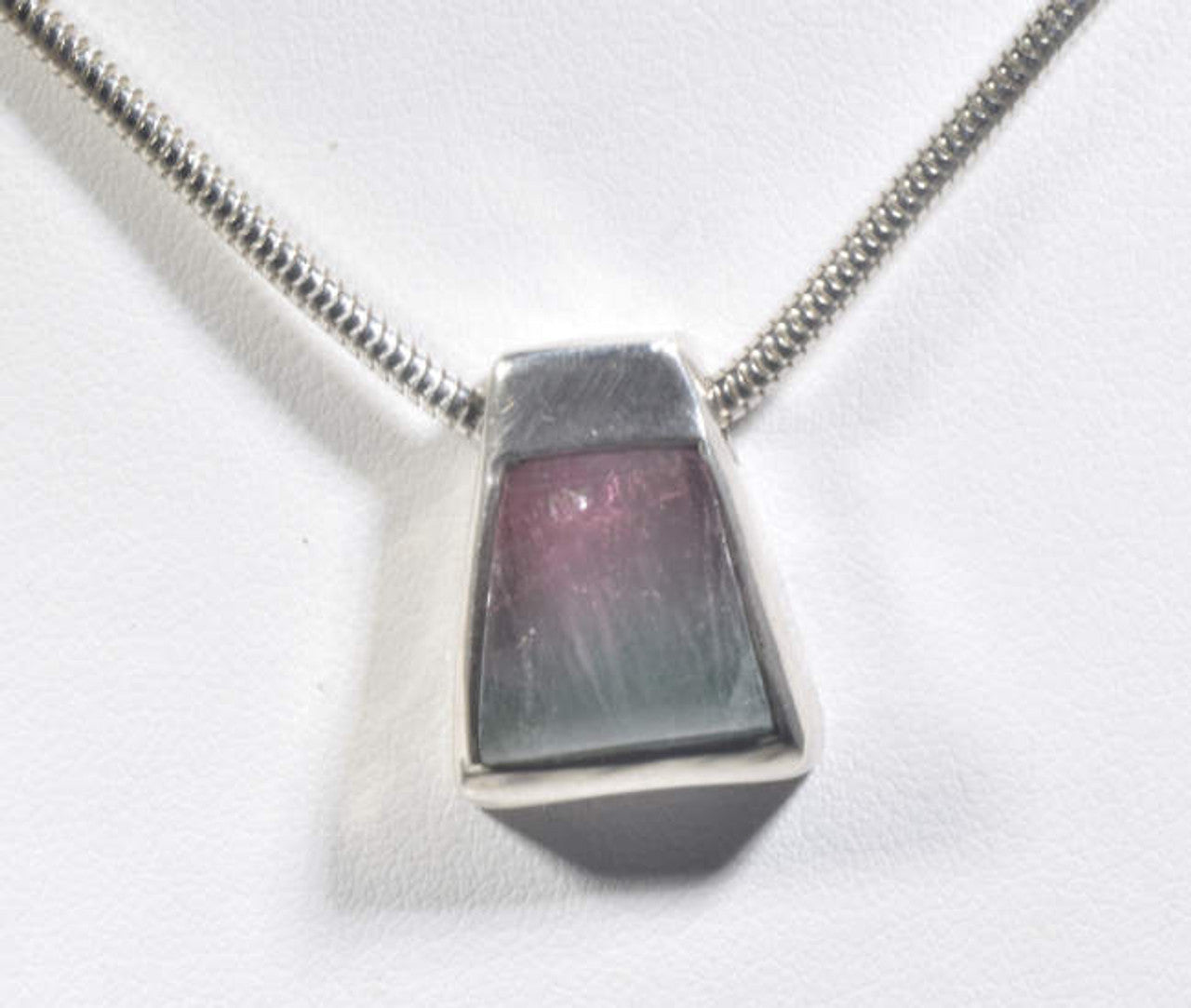 Maine Tourmaline Trapezoid Sterling Silver Pendant
