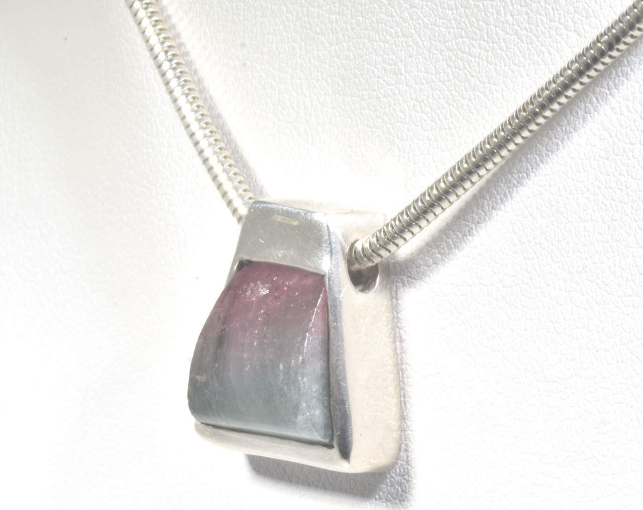 Maine Tourmaline Trapezoid Sterling Silver Pendant