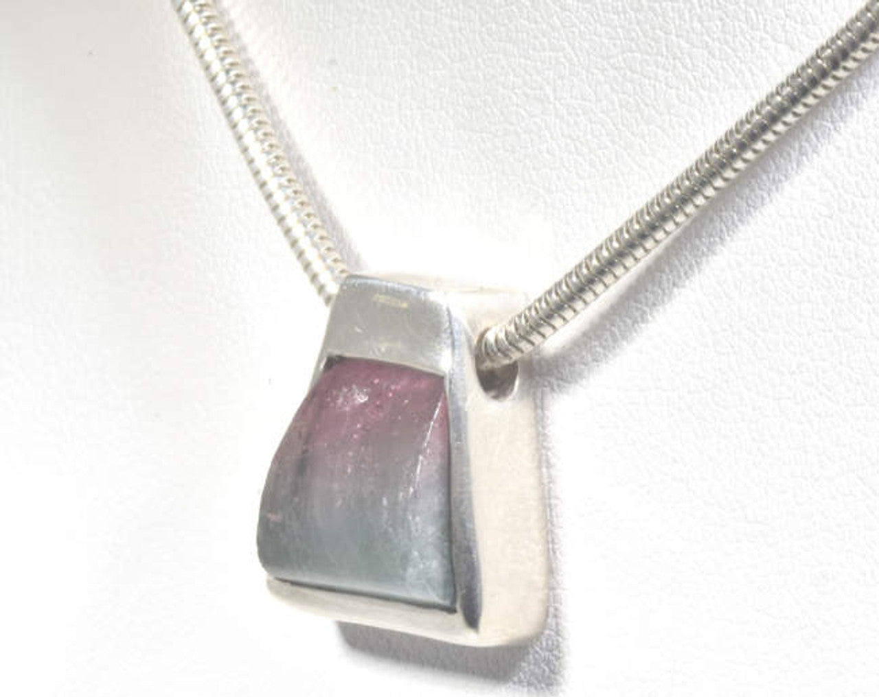 Maine Tourmaline Trapezoid Sterling Silver Pendant