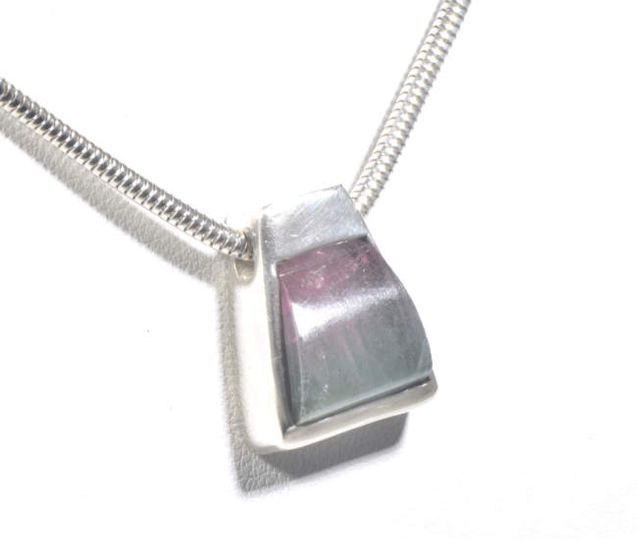 Maine Tourmaline Trapezoid Sterling Silver Pendant