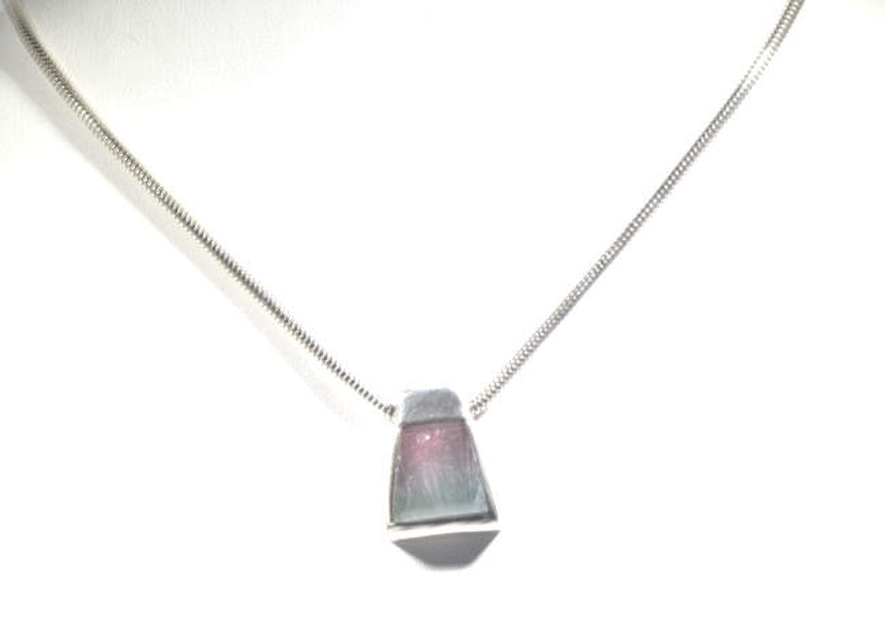 Maine Tourmaline Trapezoid Sterling Silver Pendant