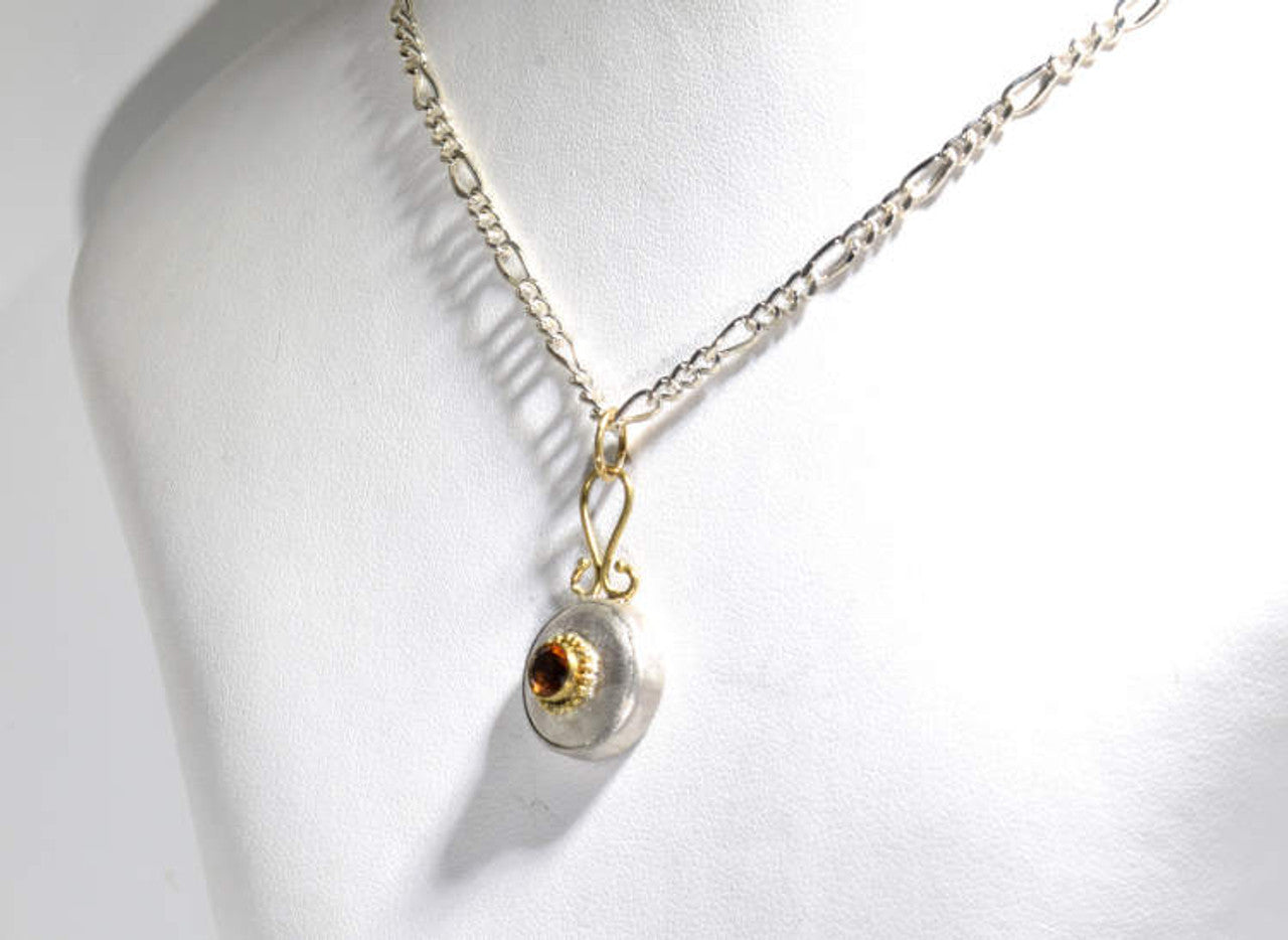 Citrine Two Tone Beaded Pendant