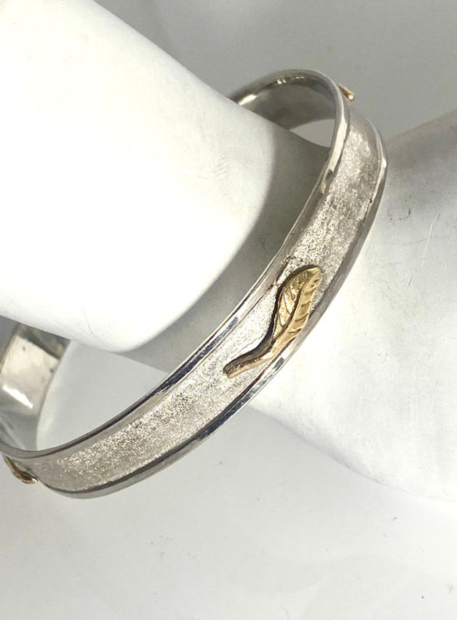 Leaf Bangle in Sterling Silver and Gold
