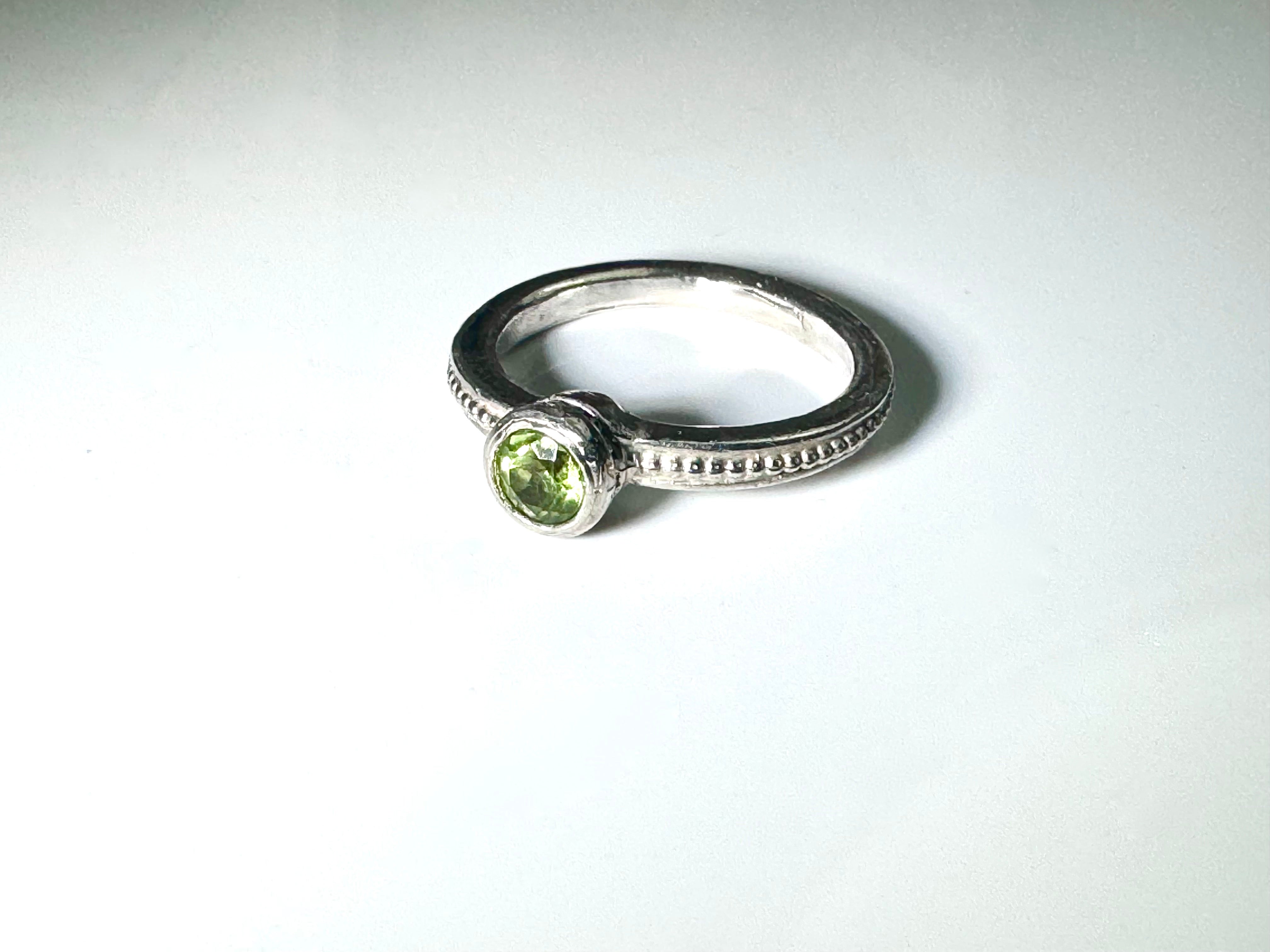 Peridot Beaded Sterling Ring