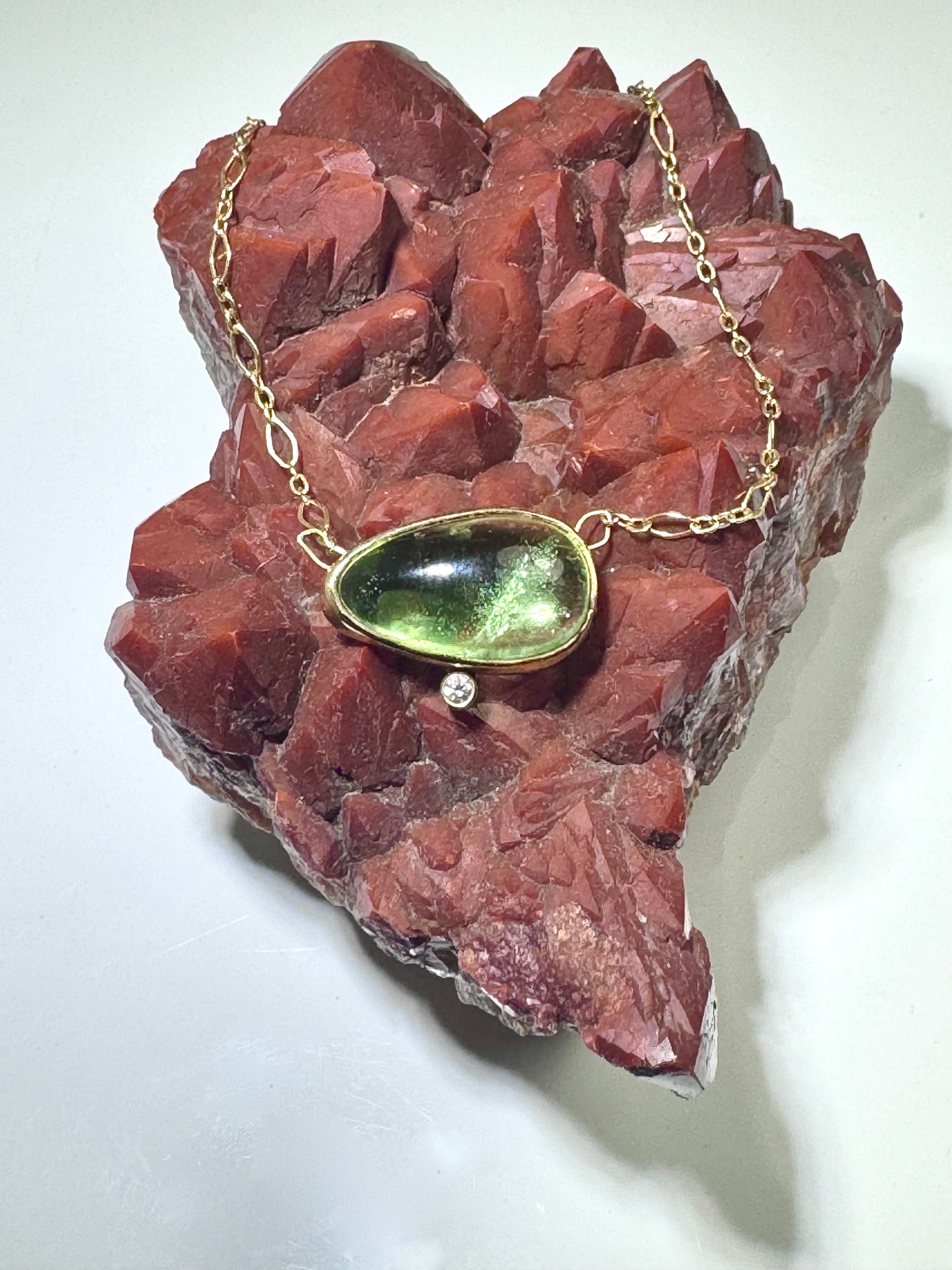 Arizona Peridot Diamond 18k Necklace