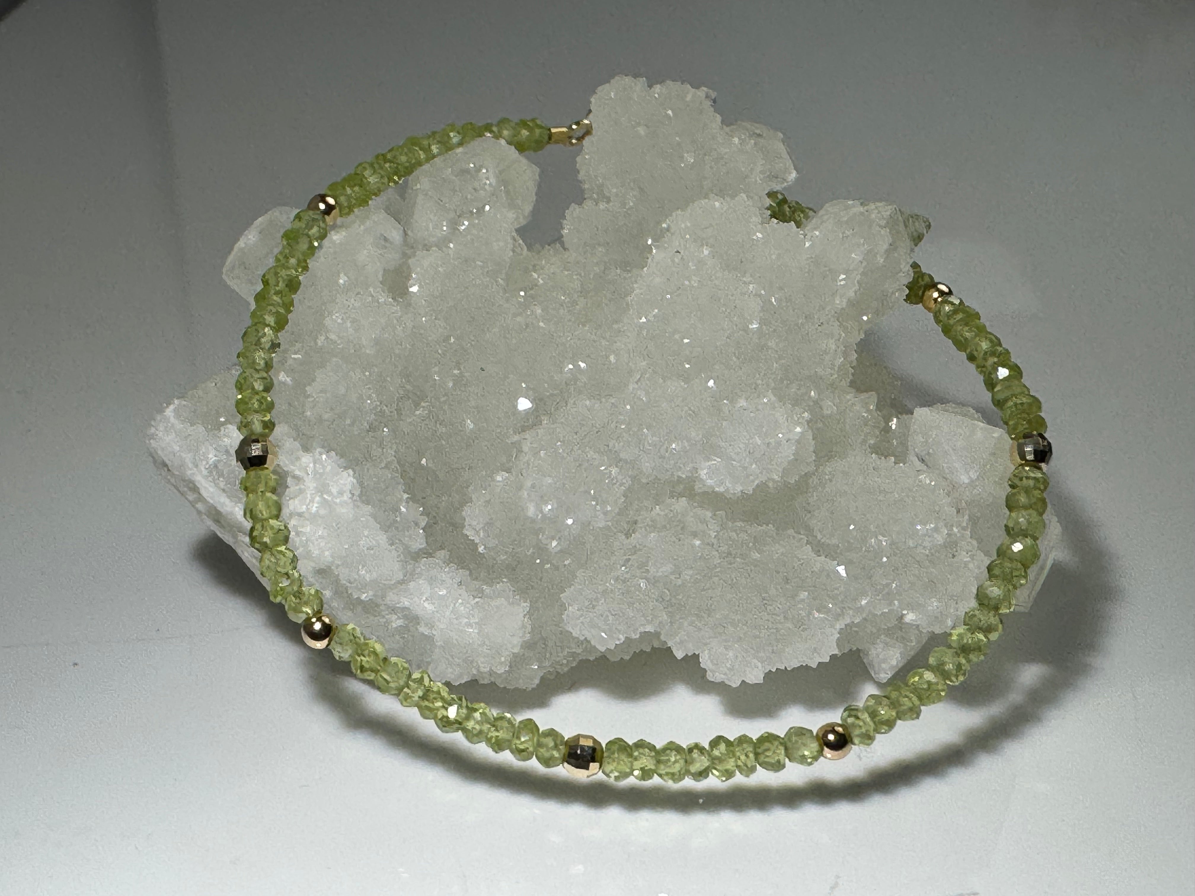 Peridot 2m Bead 14k Bracelet