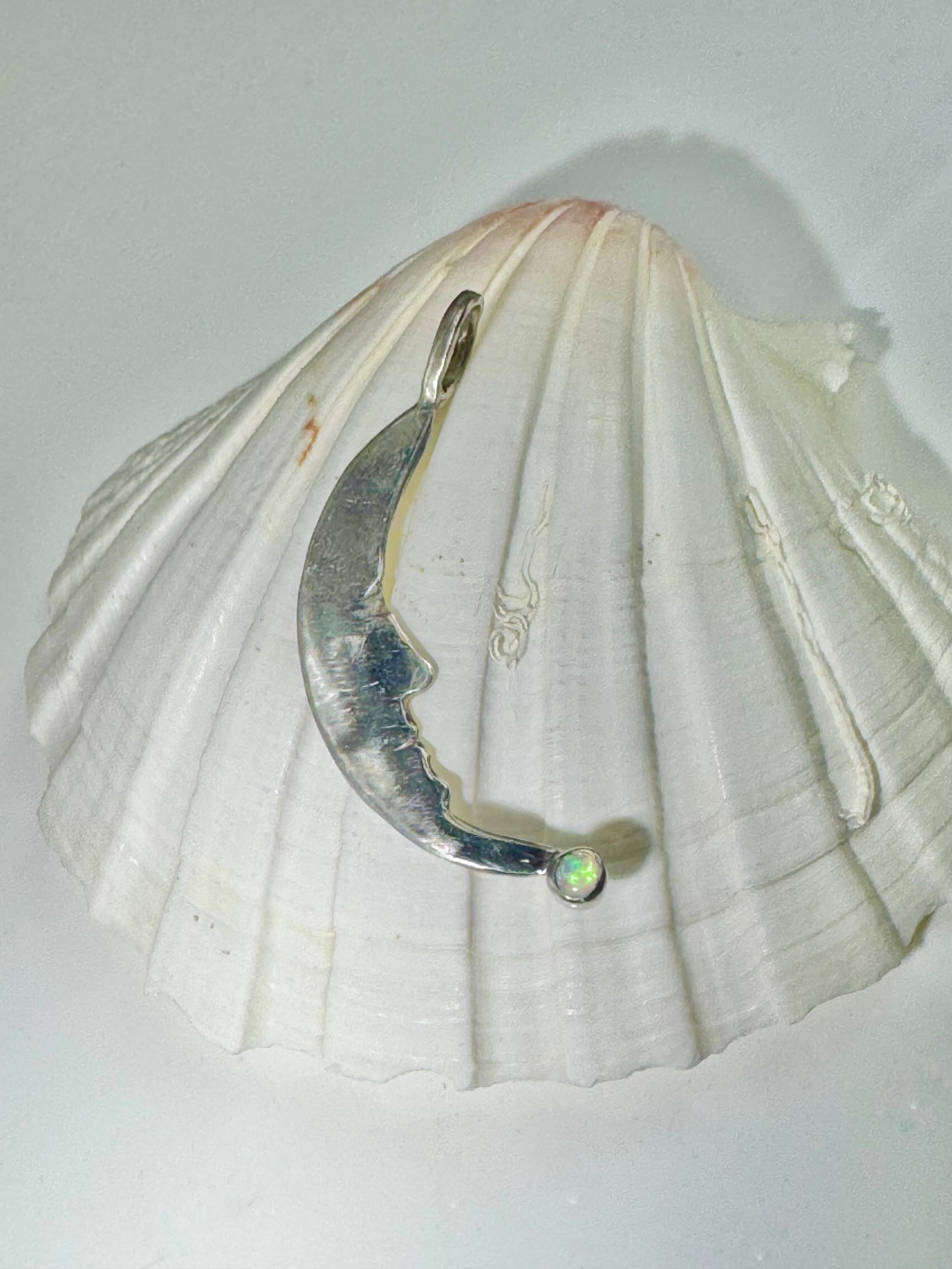 Man in the Moon Opal Sterling Pendant