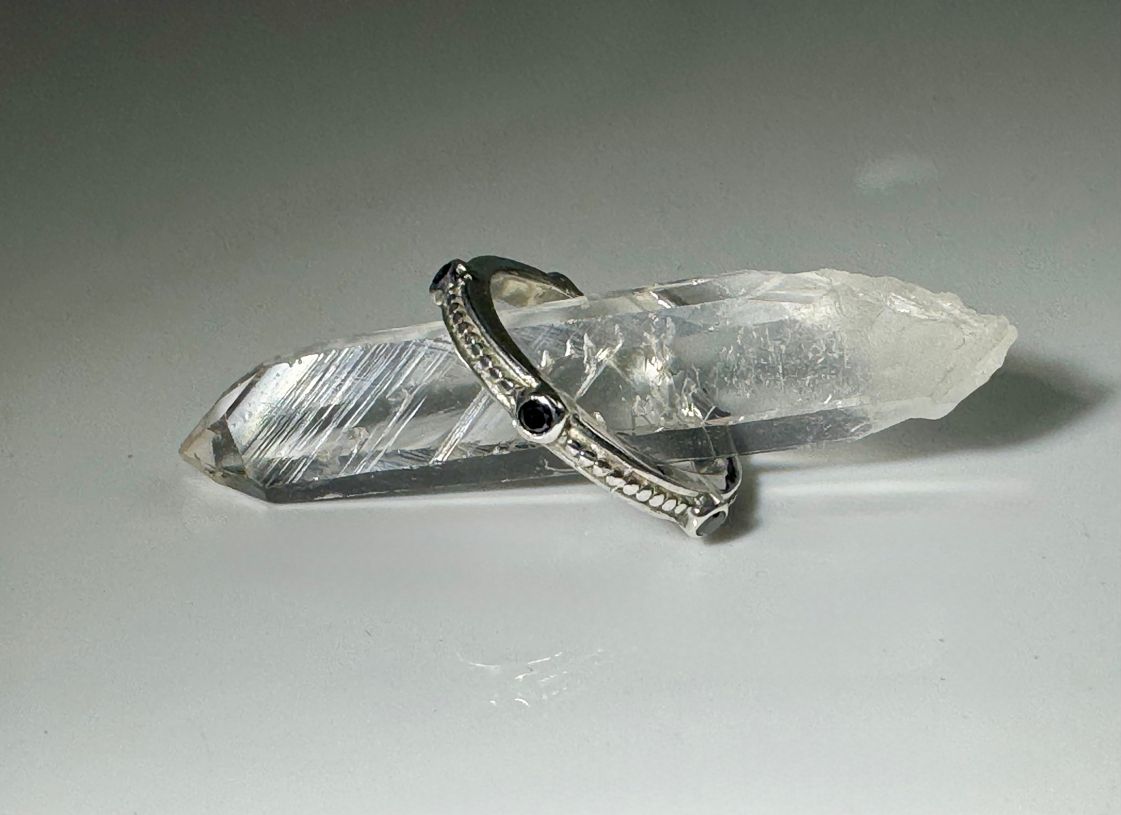 Black Diamond Beaded Sterling Band