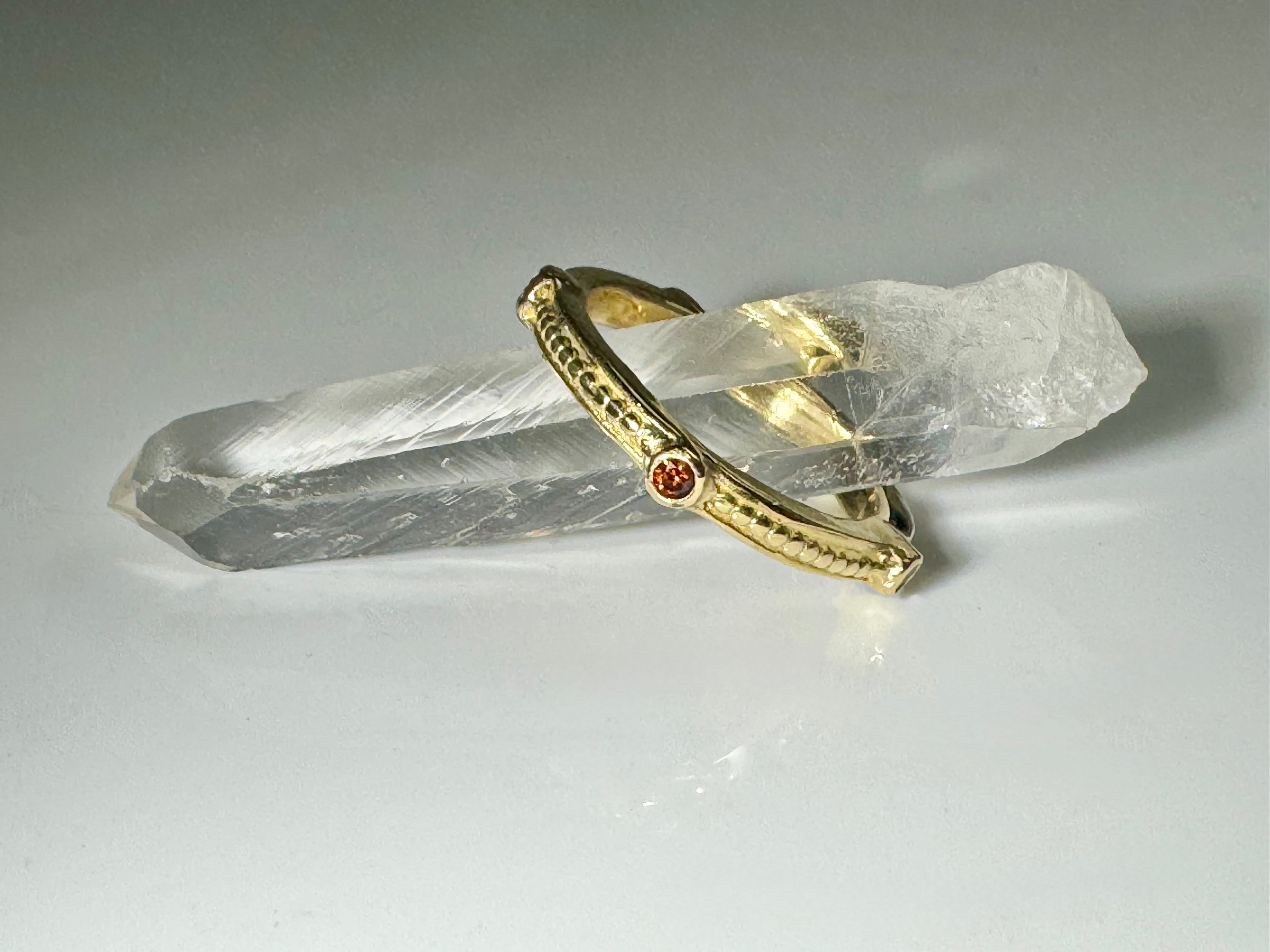 Orange Diamond Beaded 18k Band