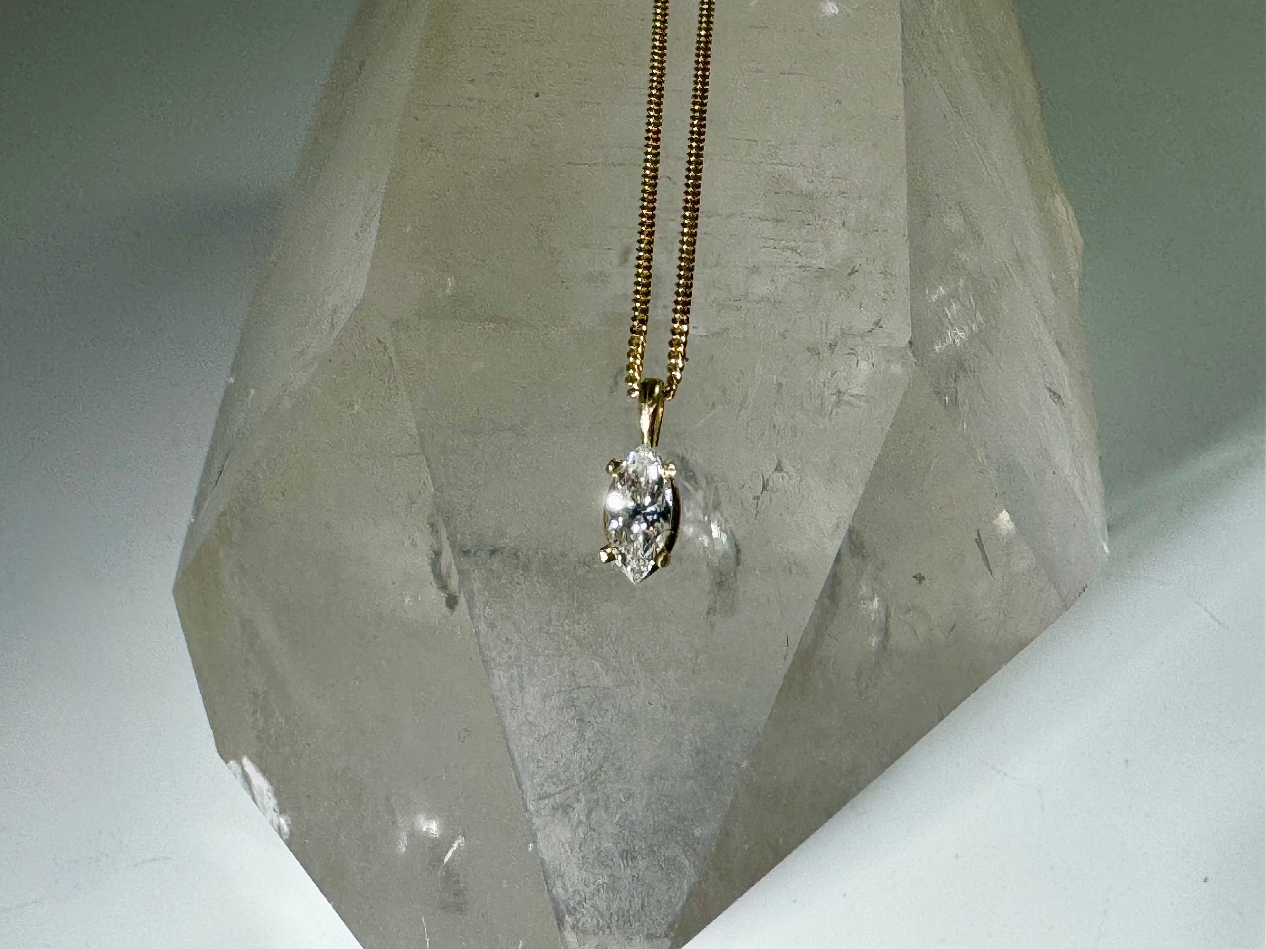 Marquise Prong 14k Pendant