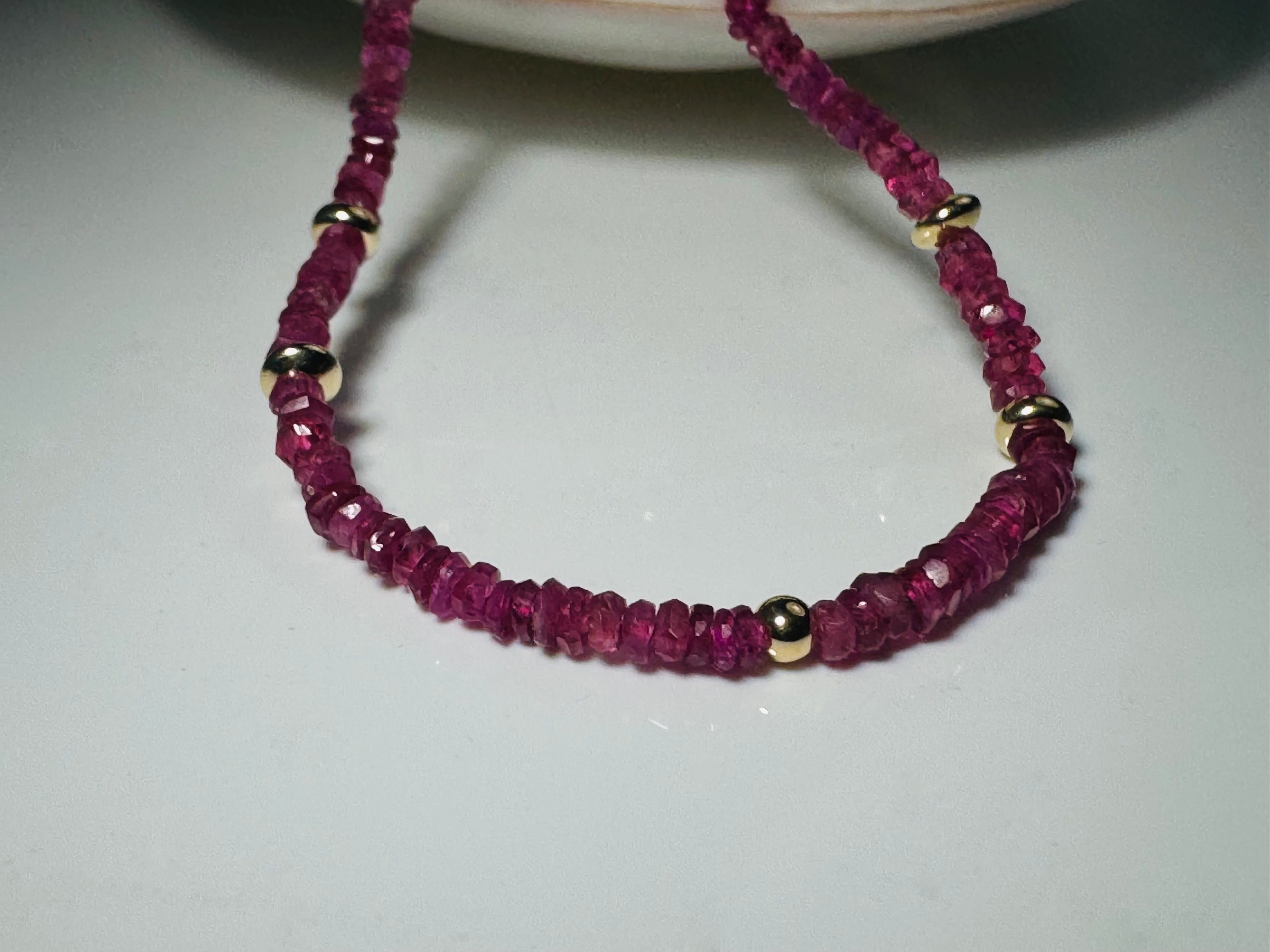 Ruby Bead 14k Necklace
