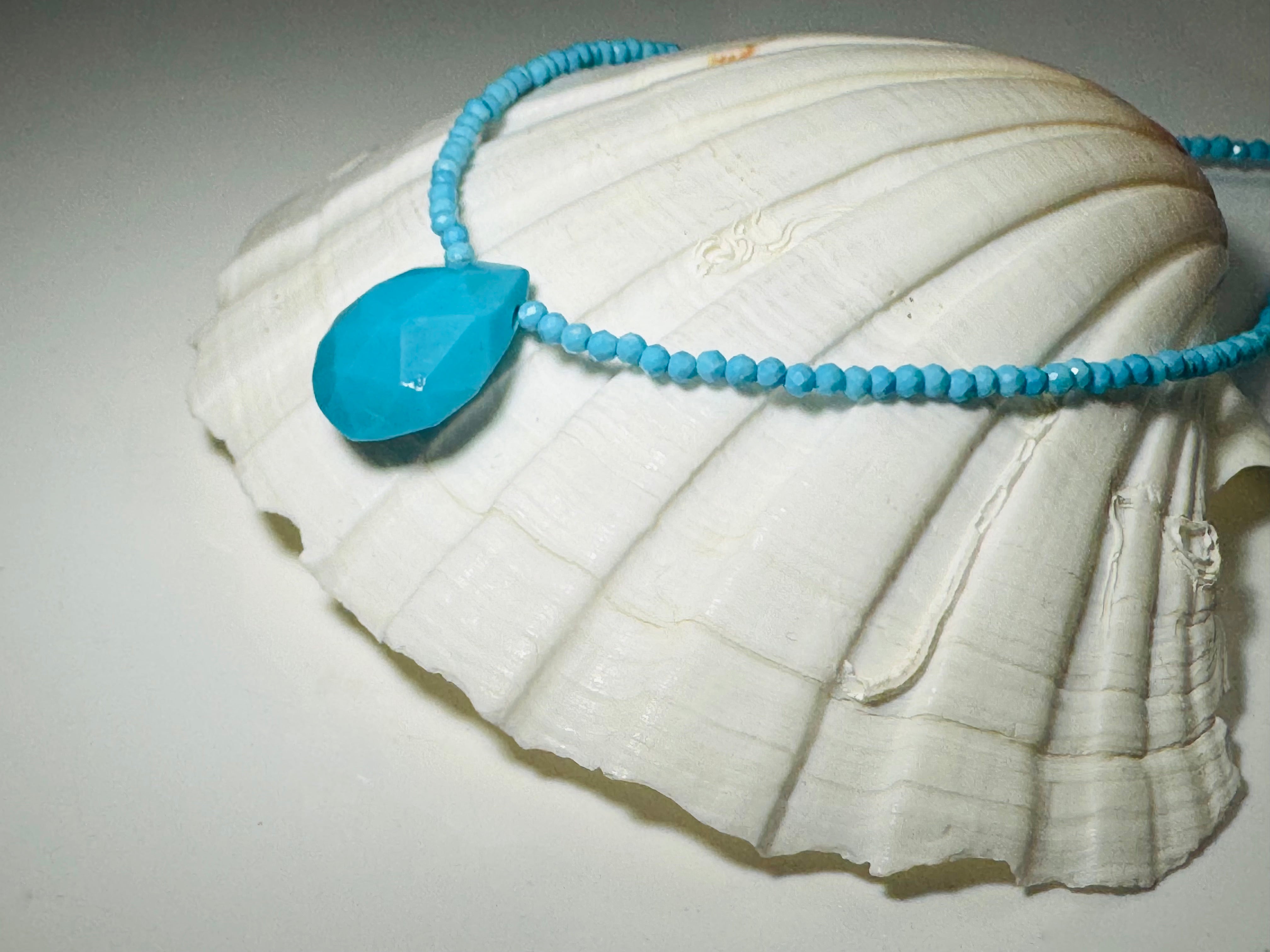 Turquoise Bead SS Necklace