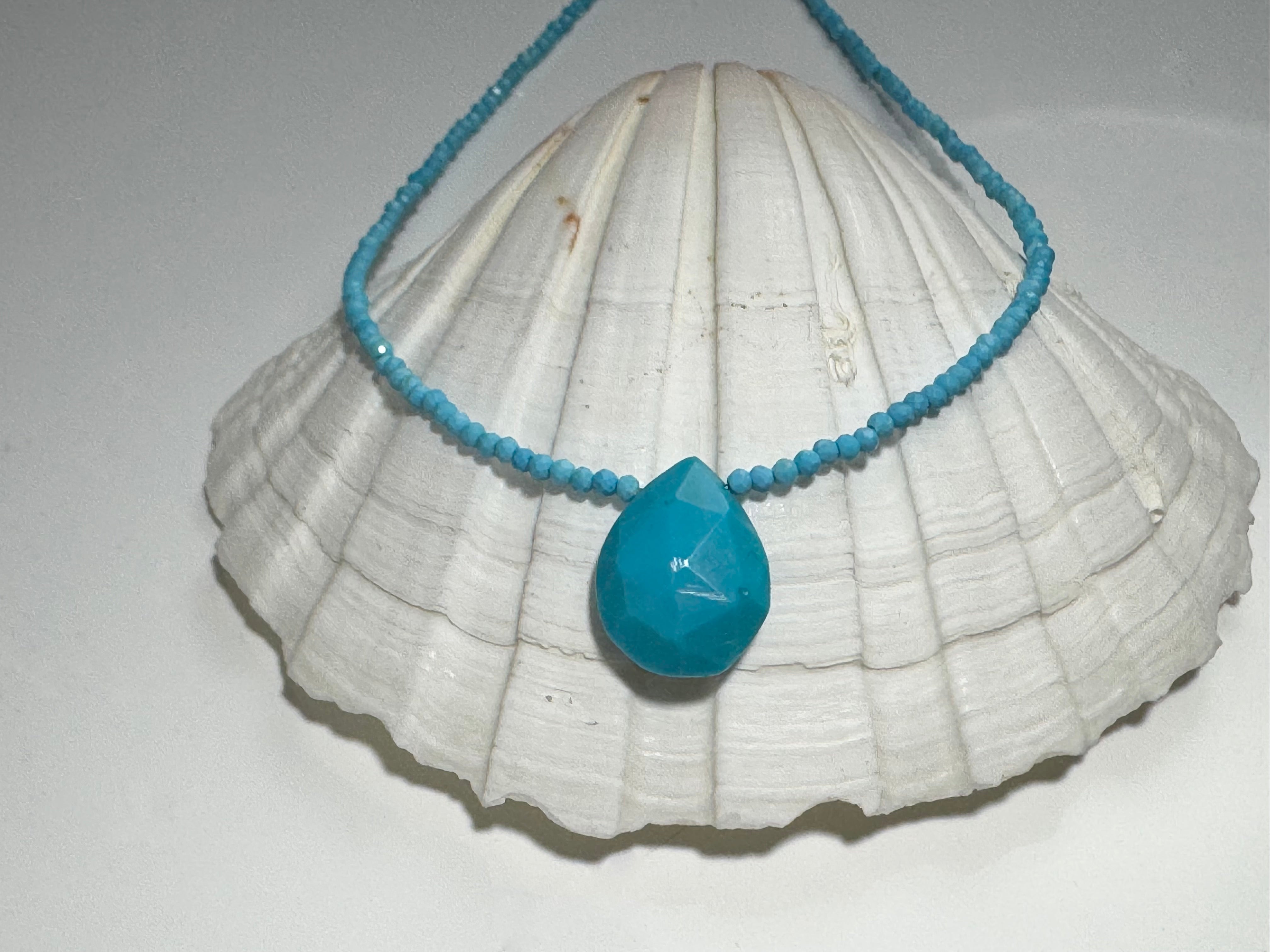 Turquoise Bead SS Necklace