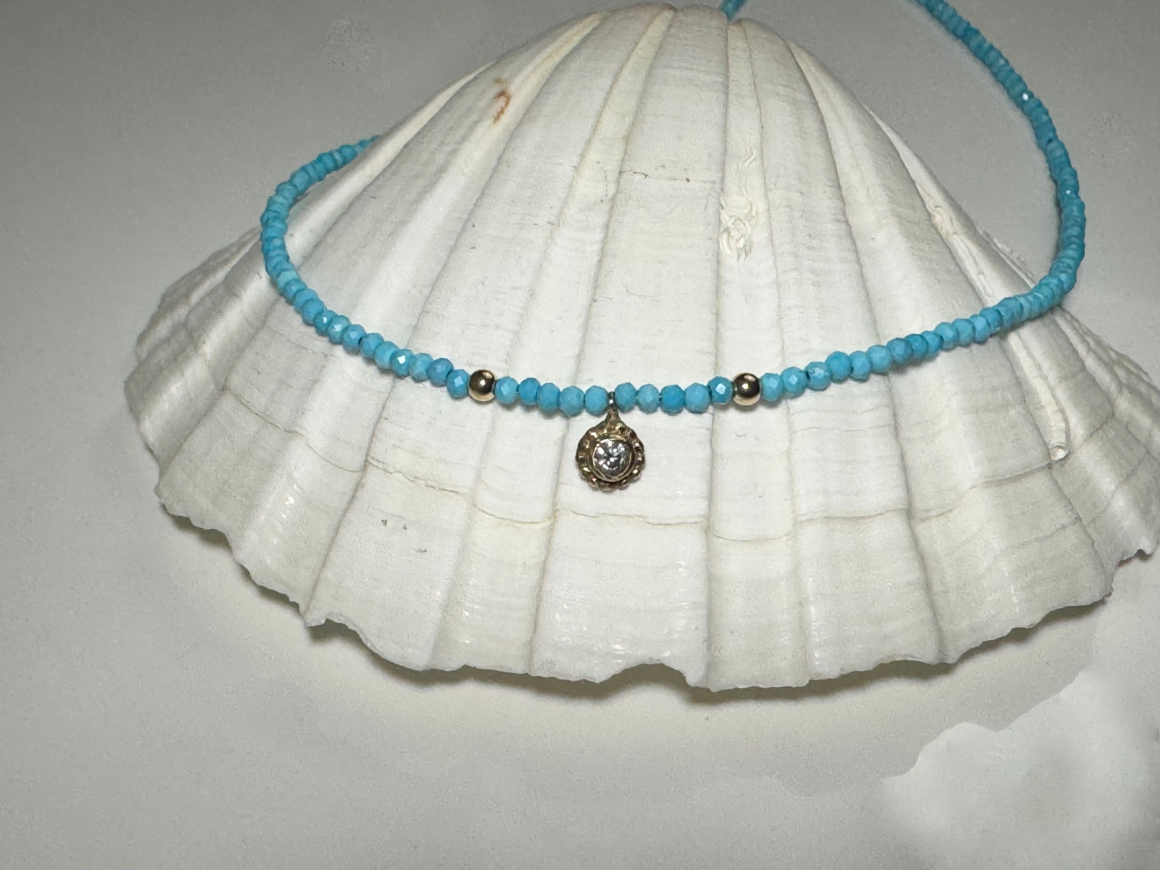 Turquoise & Diamond 14k Necklace