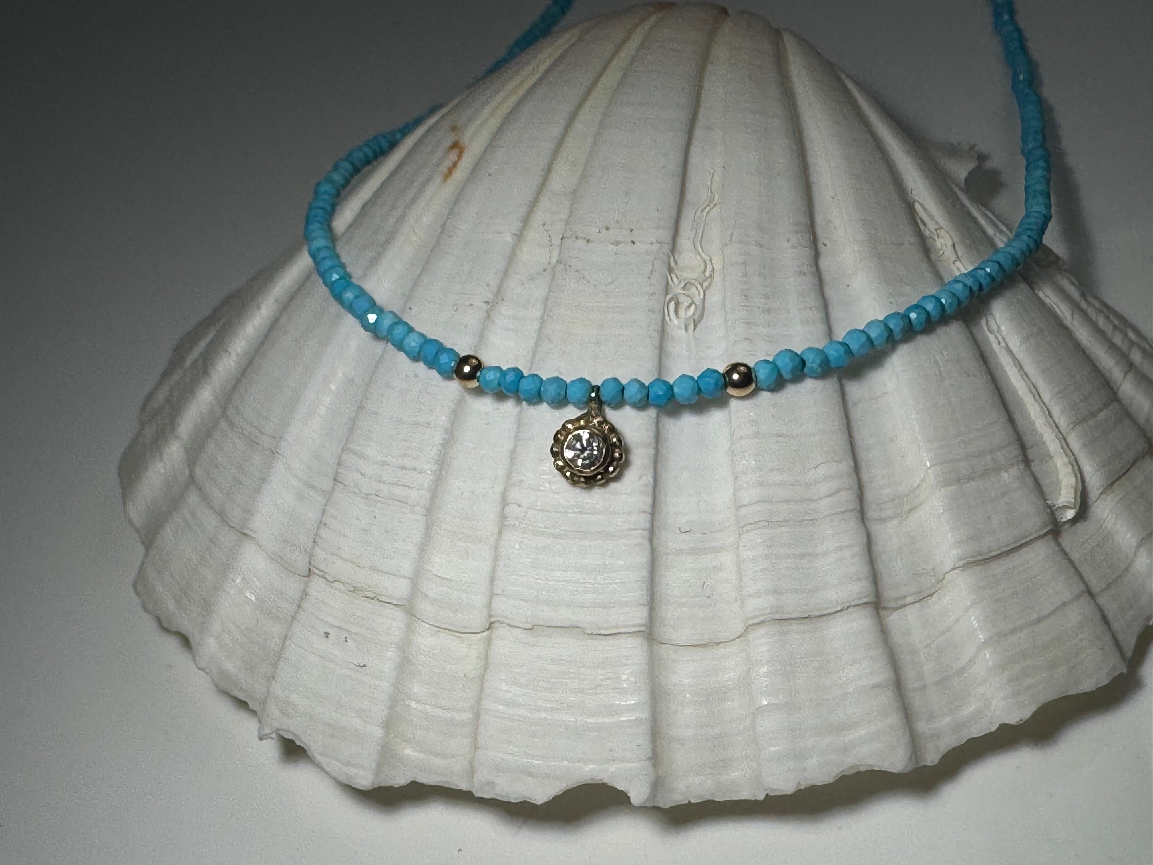 Turquoise & Diamond 14k Necklace
