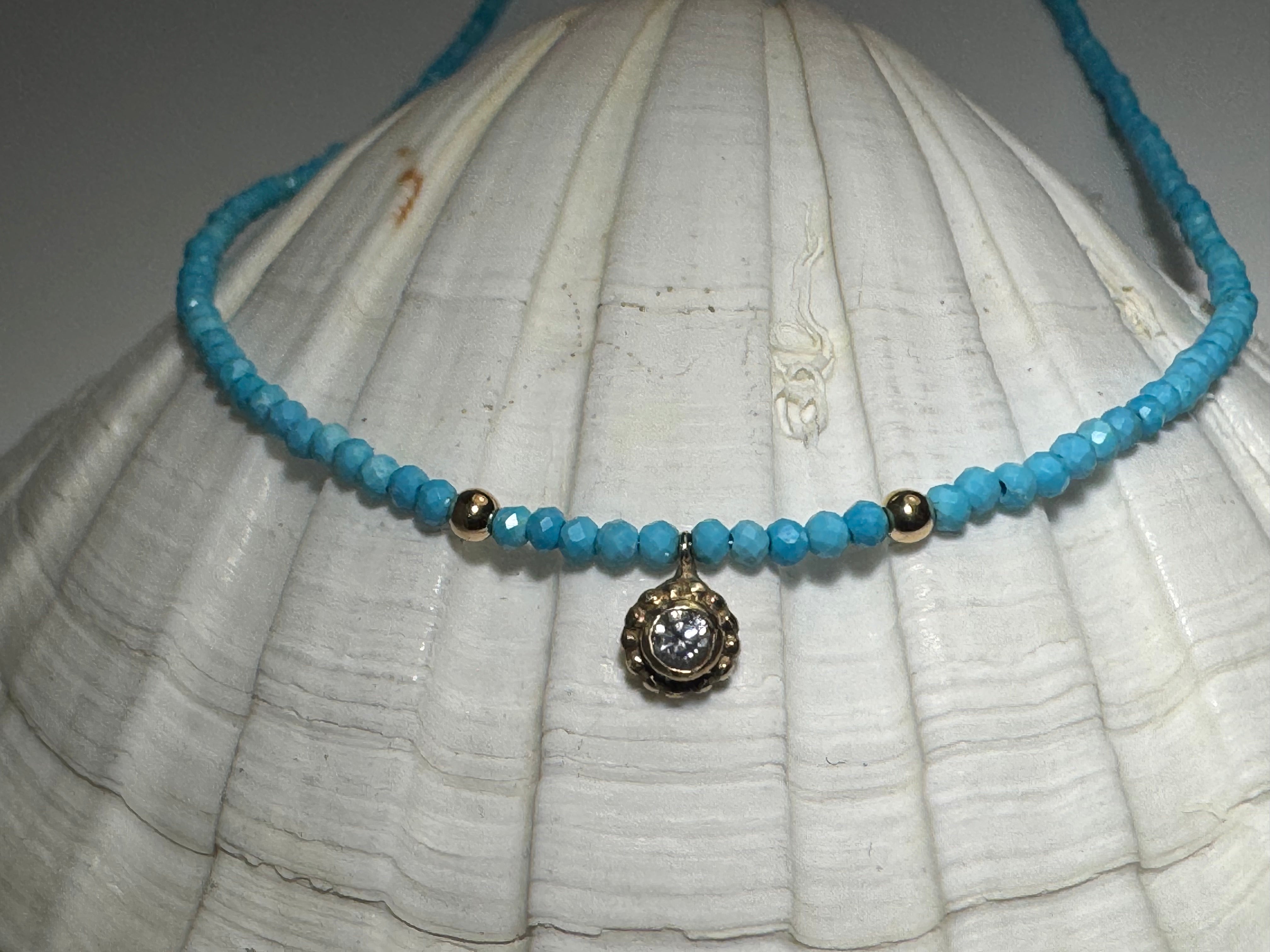Turquoise & Diamond 14k Necklace