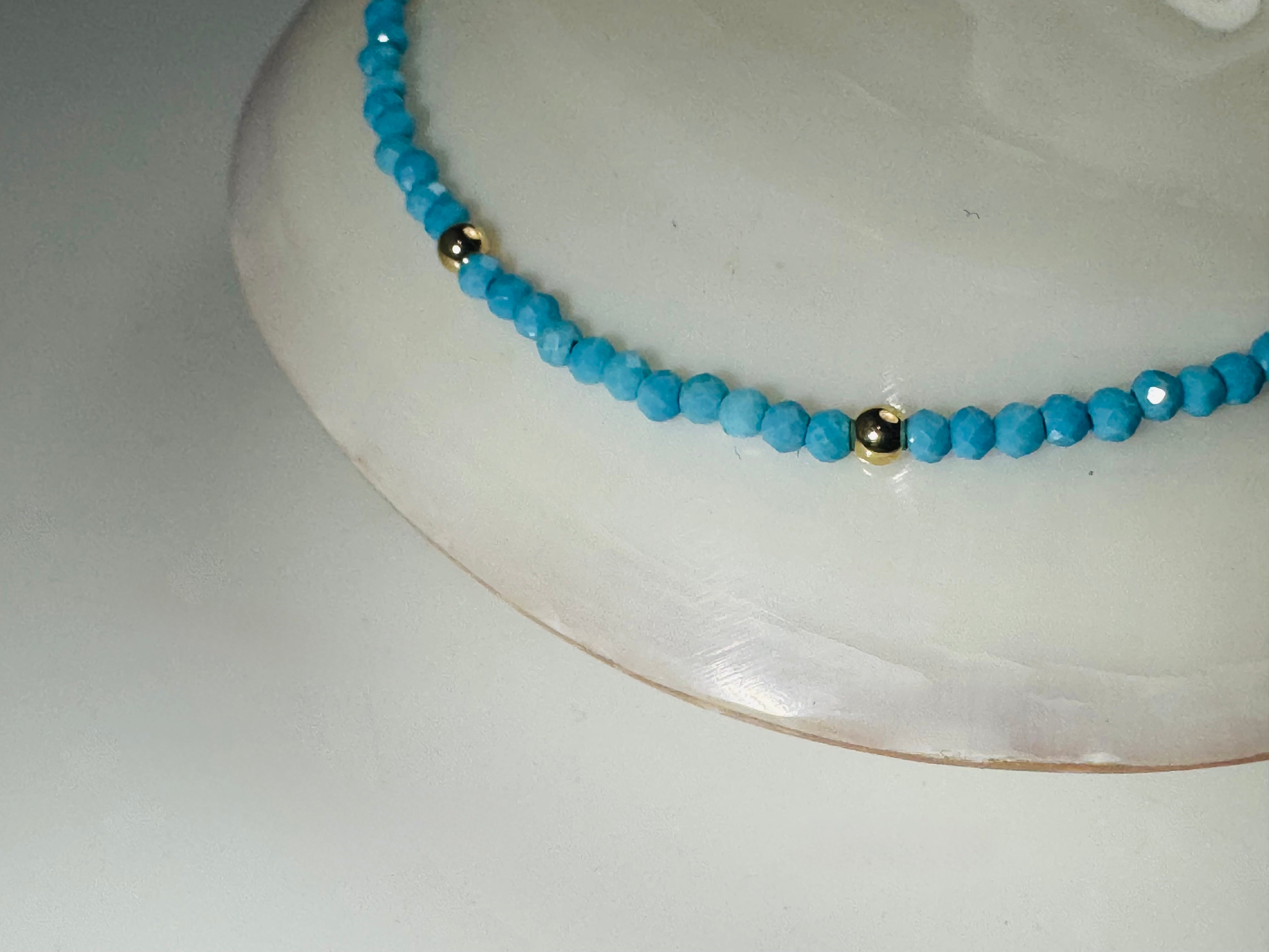 Turquoise Bead 14k Bracelet