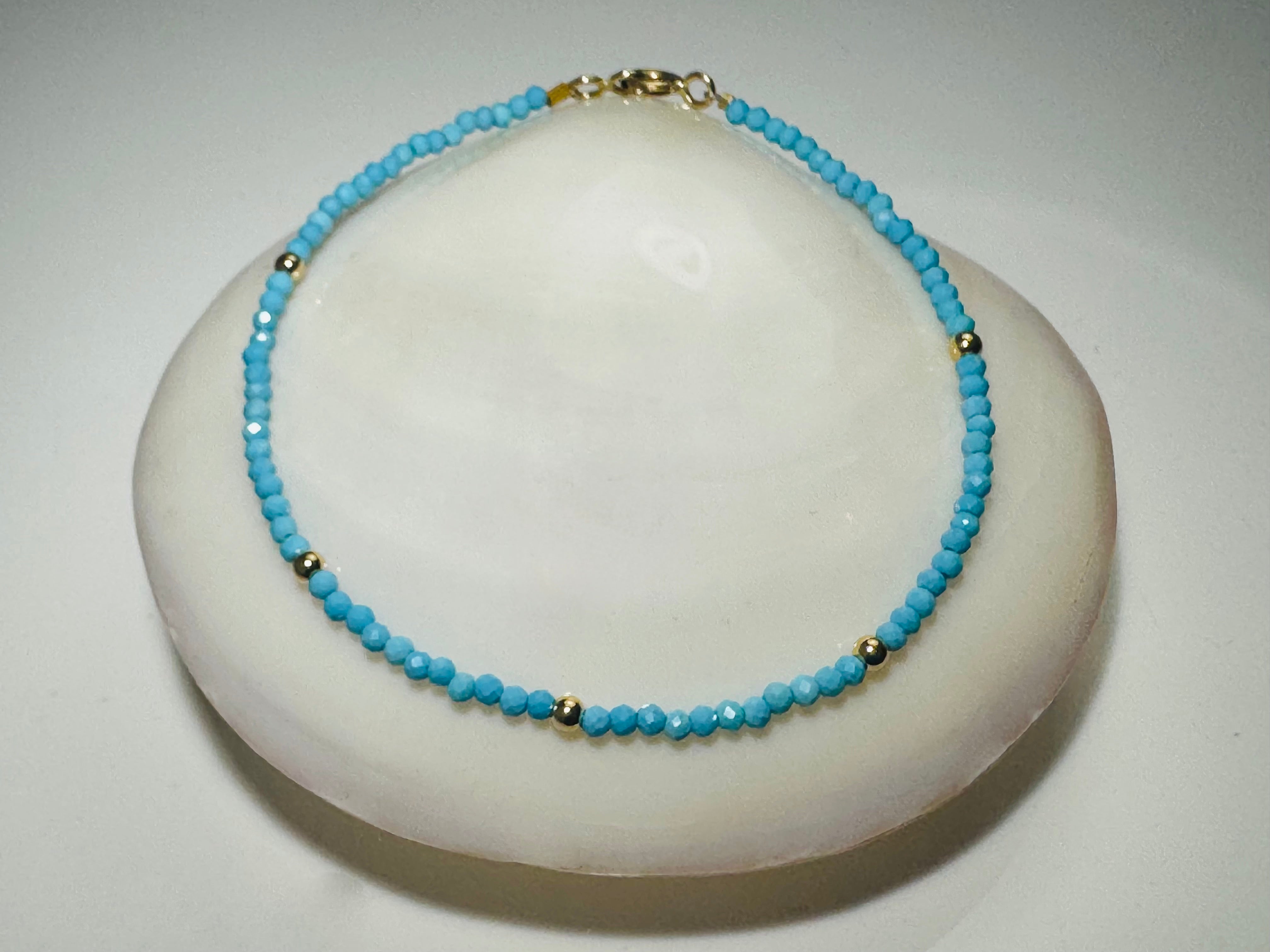 Turquoise Bead 14k Bracelet