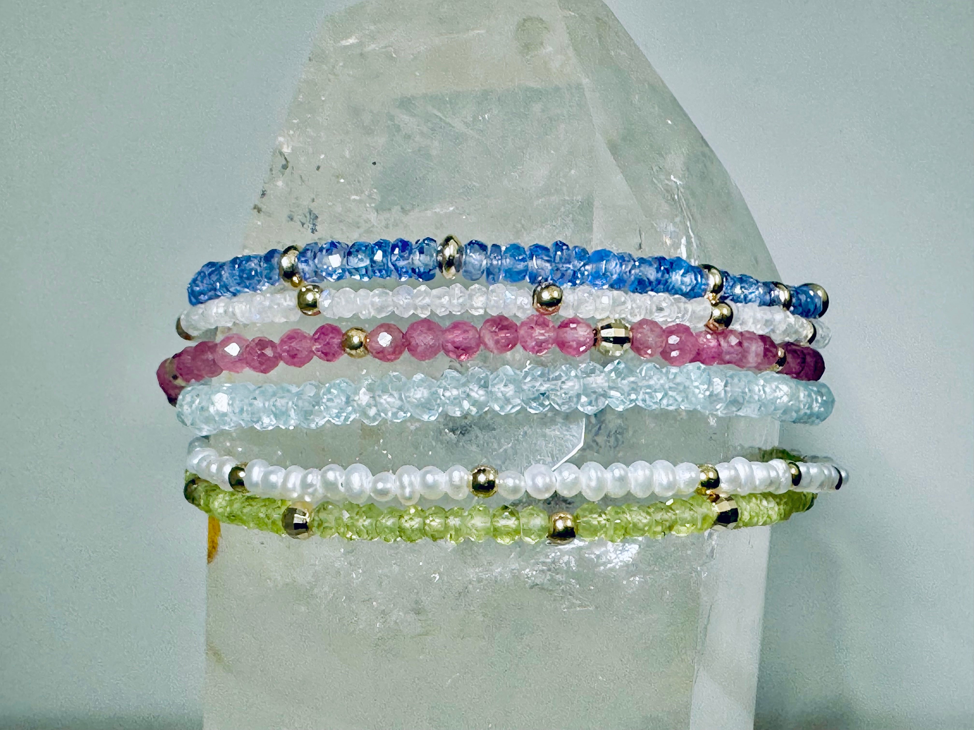 Moonstone Bead 14k Bracelet