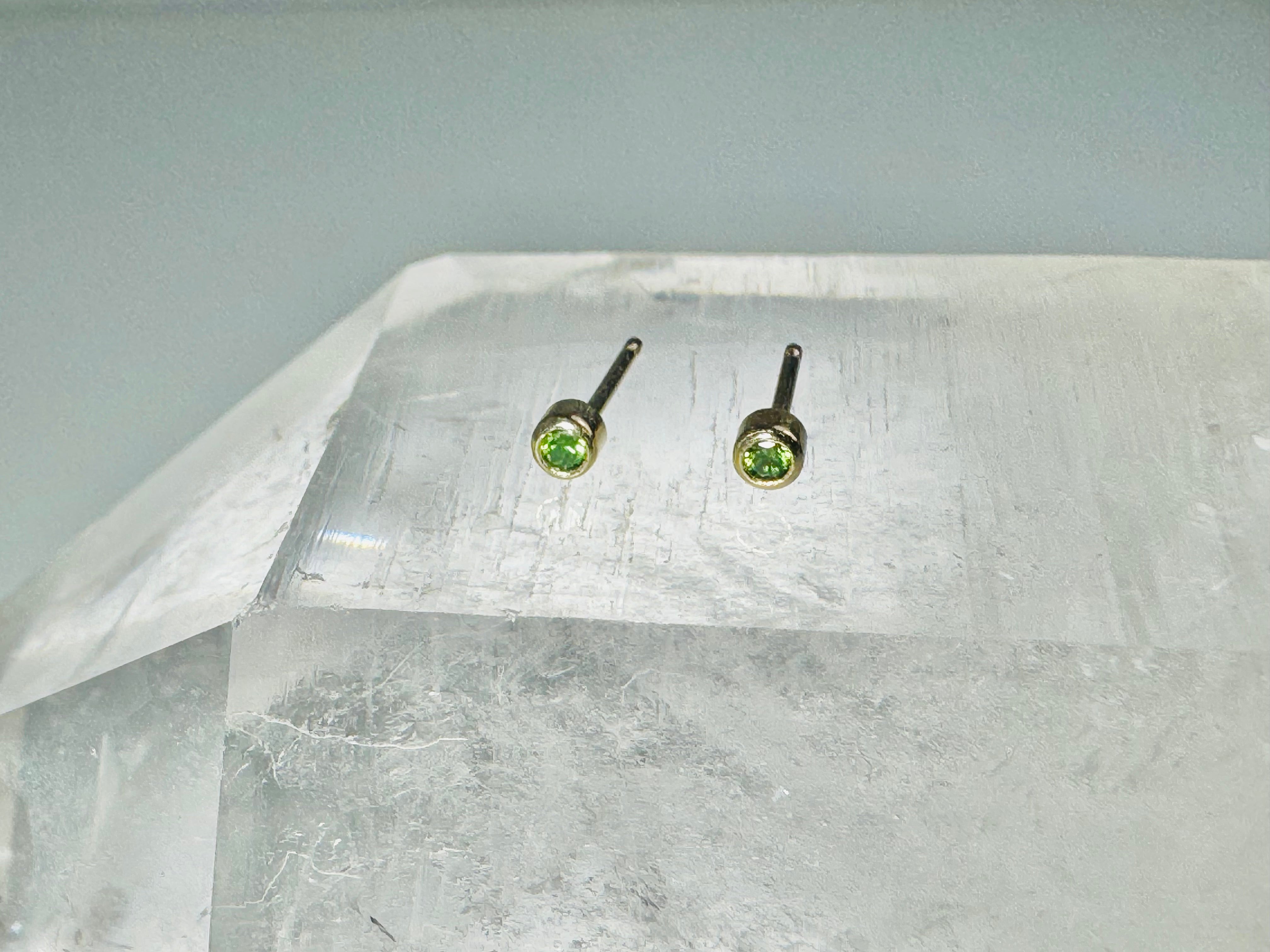 Green Diamond 14k Studs