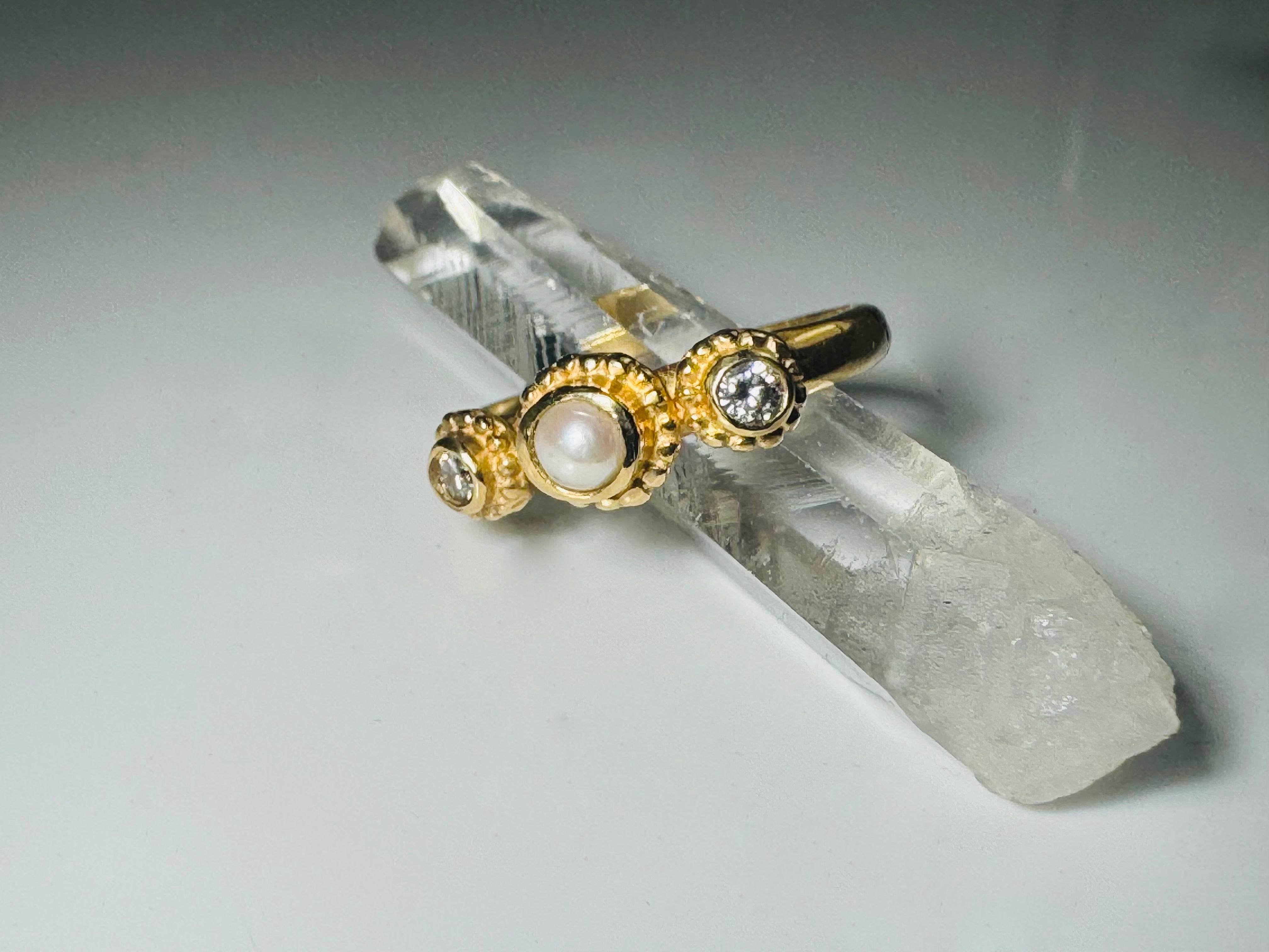 Pearl & Diamond 14k Ring
