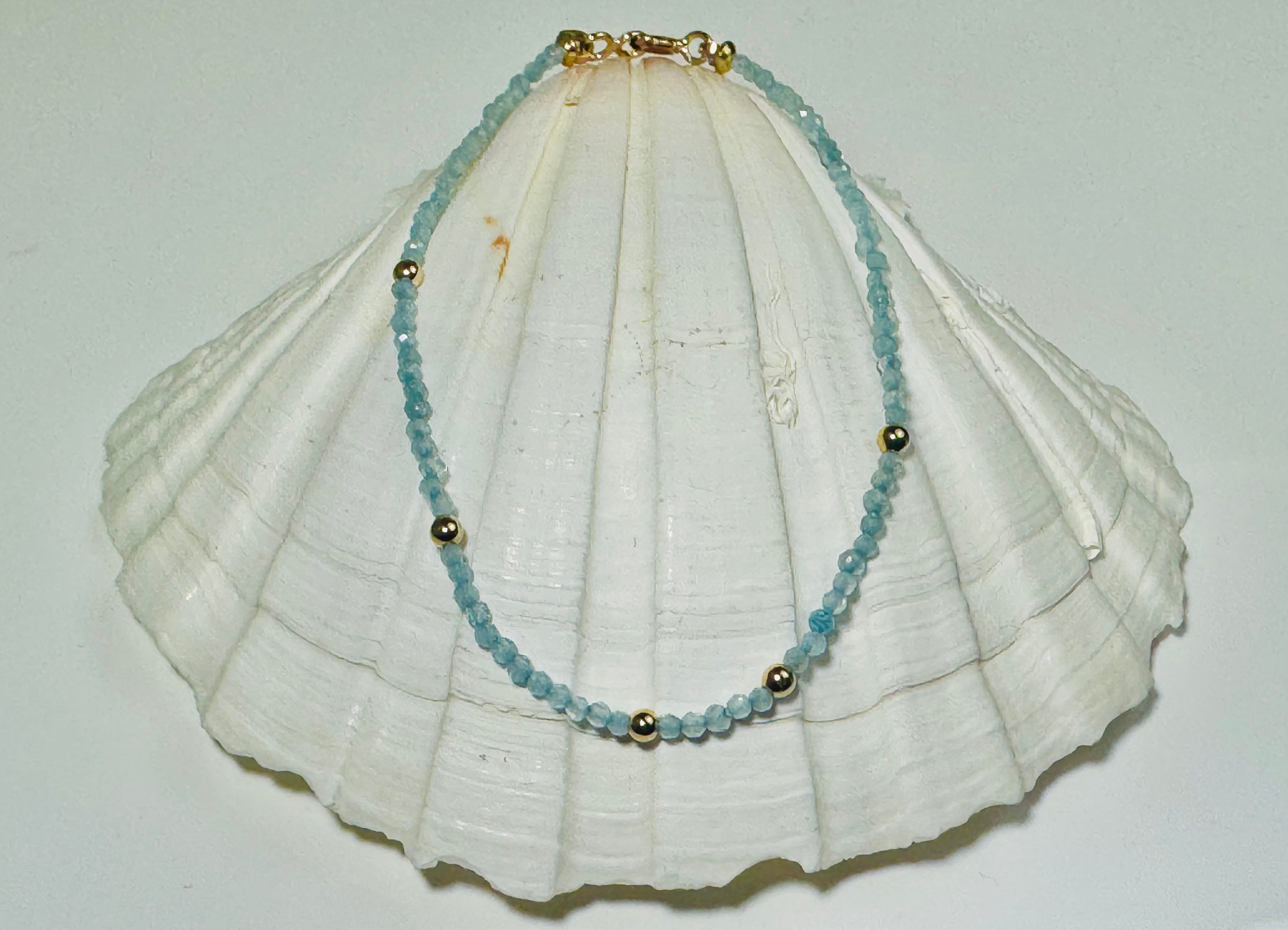 Aquamarine Bead 14k Bracelet