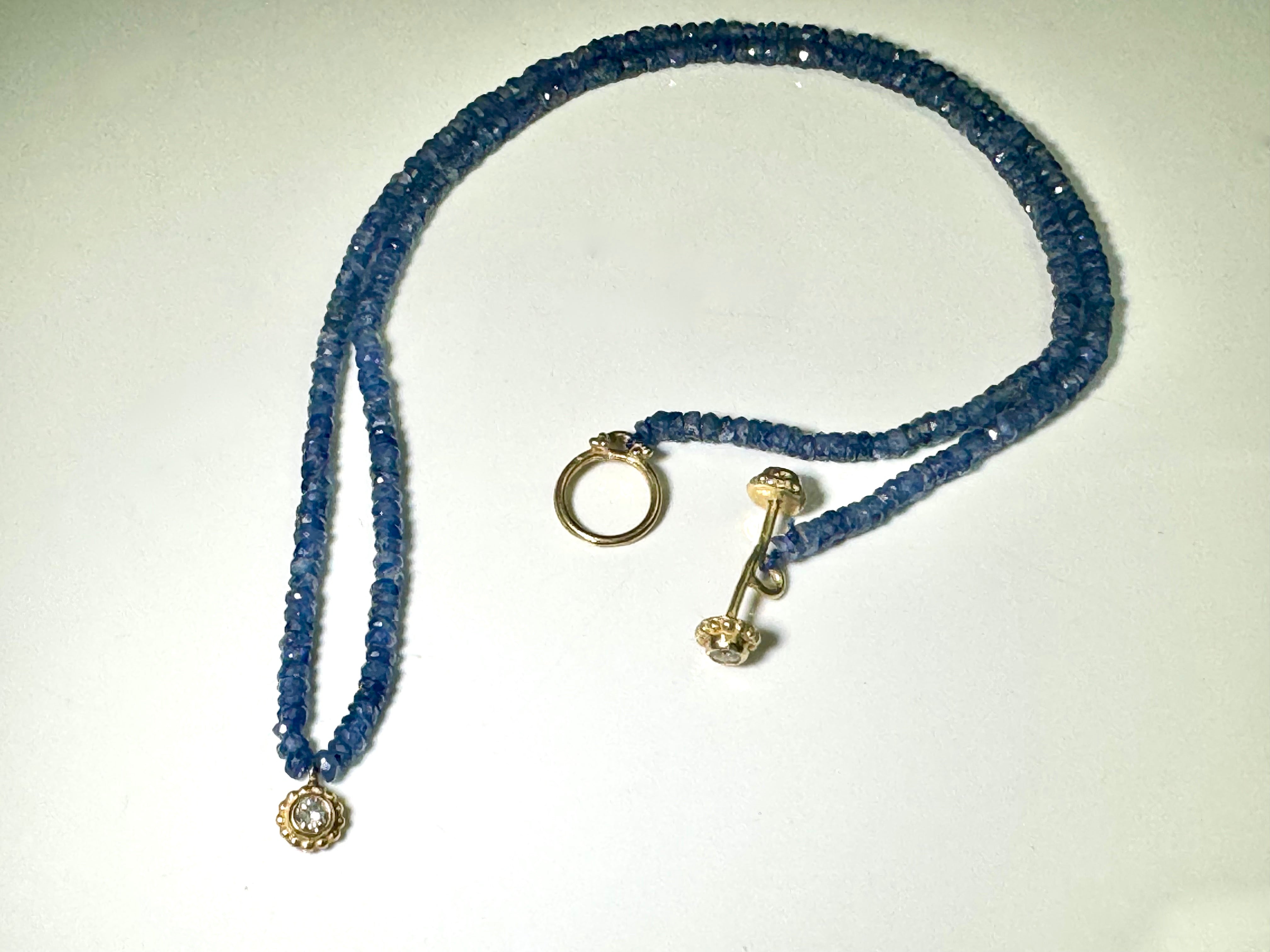 Blue Sapphire and Diamond 14k Necklace