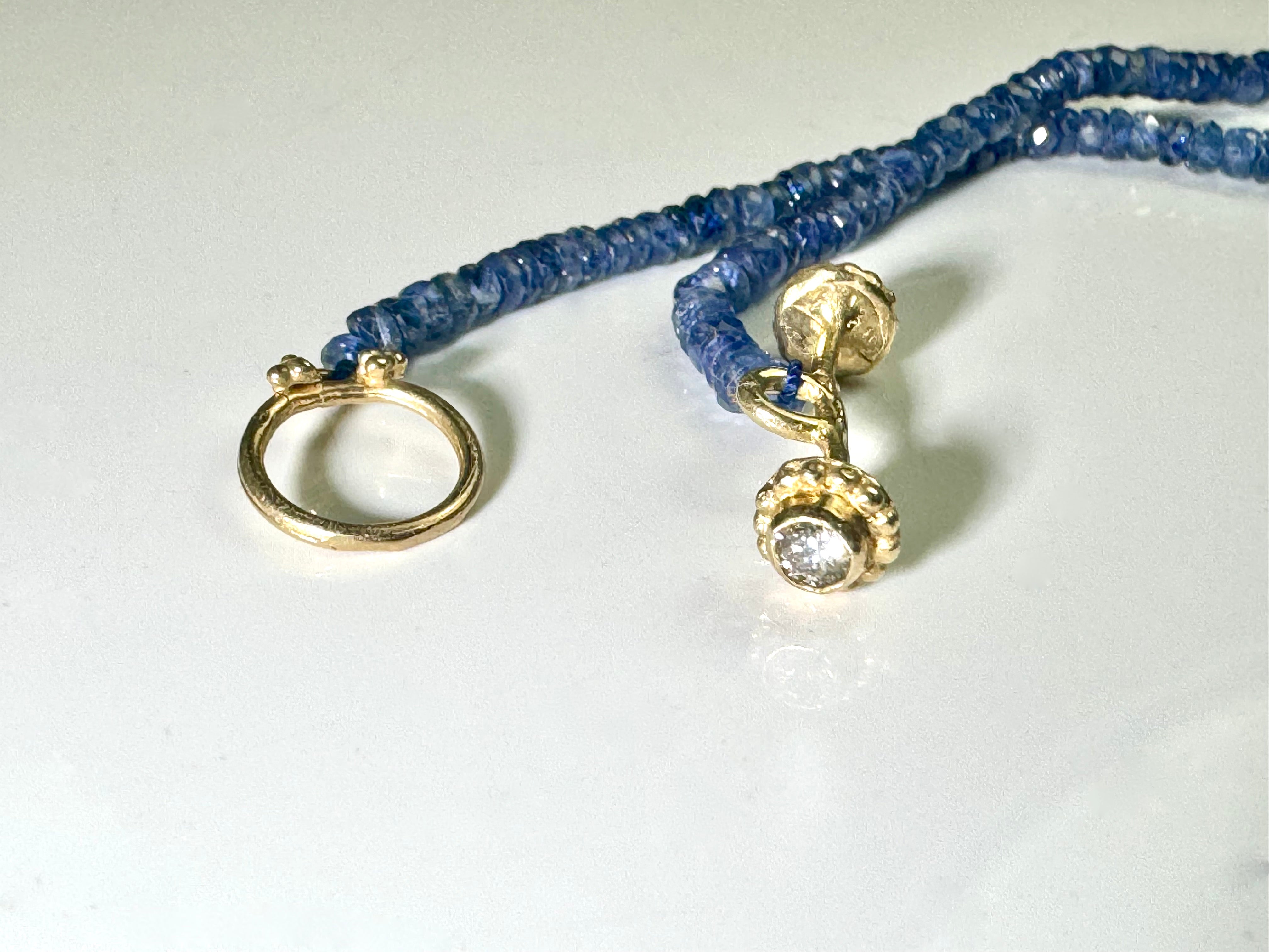 Blue Sapphire and Diamond 14k Necklace