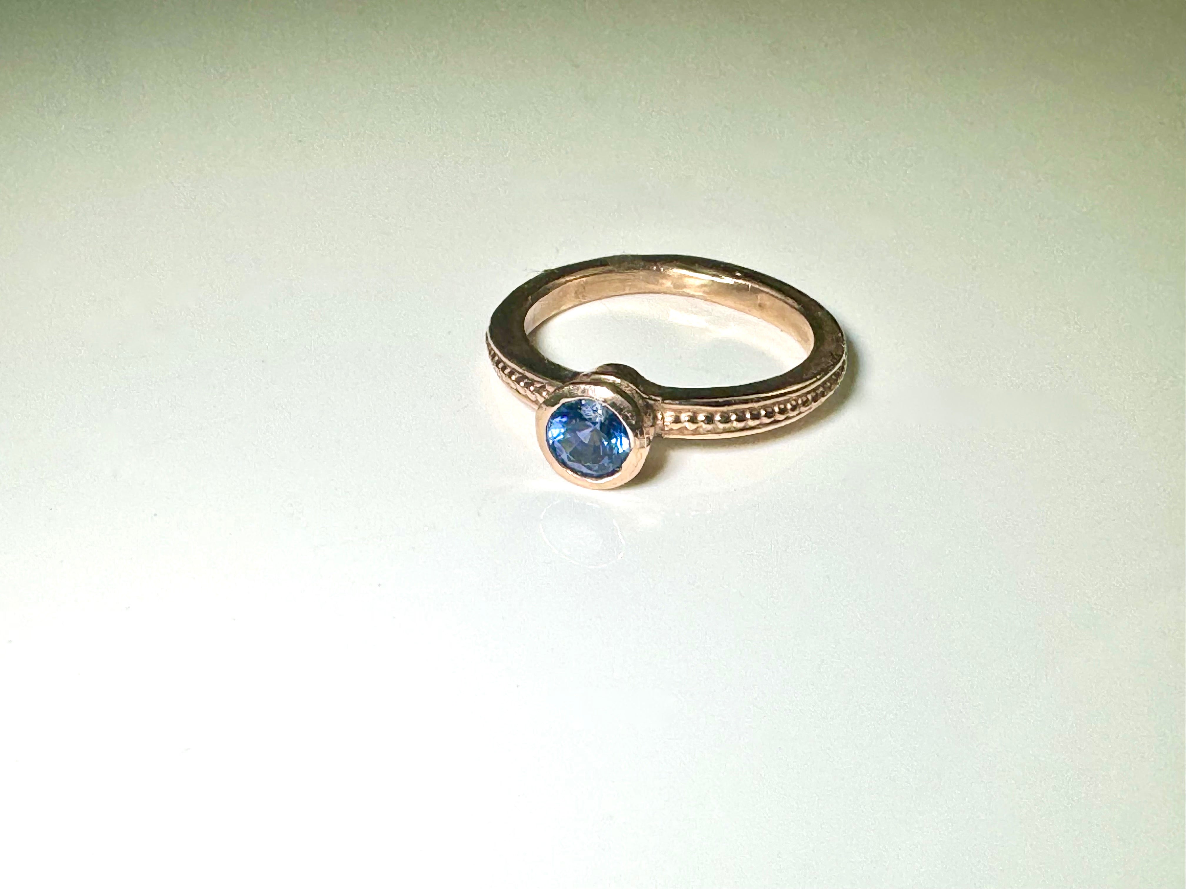 Sapphire Rose Gold Beaded Ring