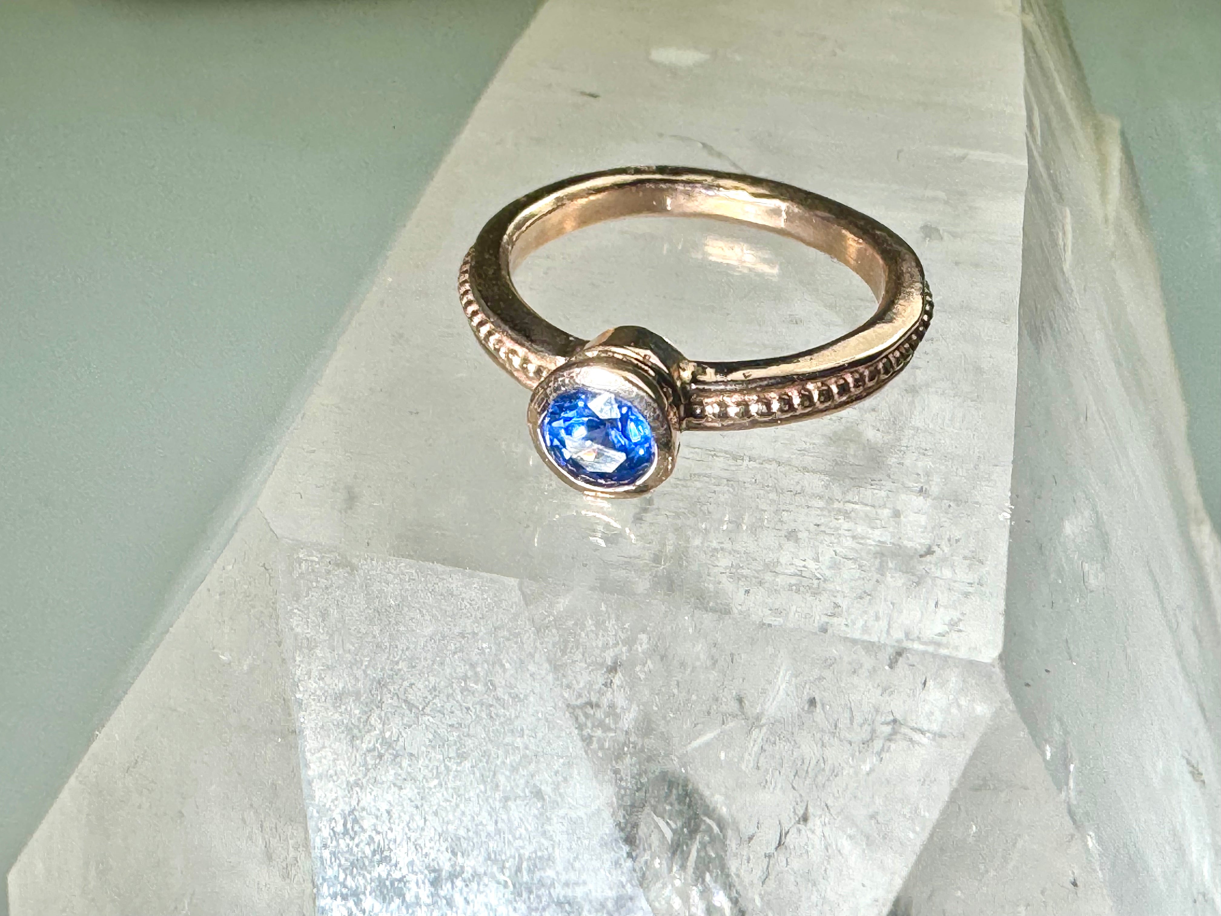 Sapphire Rose Gold Beaded Ring