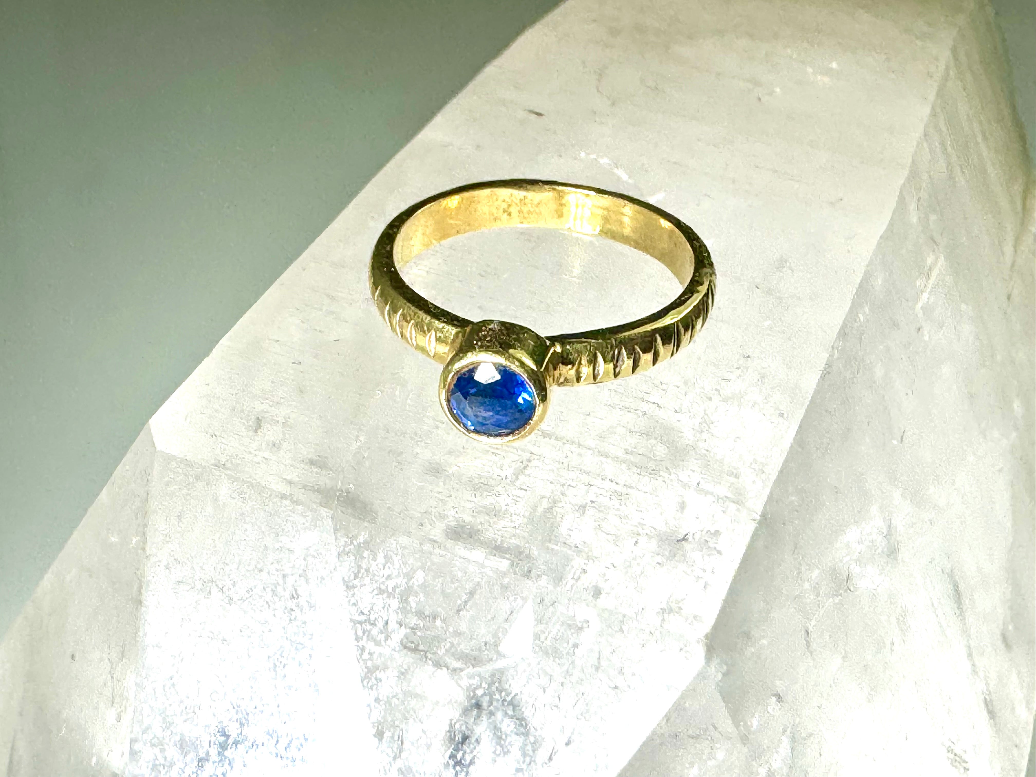 Blue Sapphire Slash 18K Ring