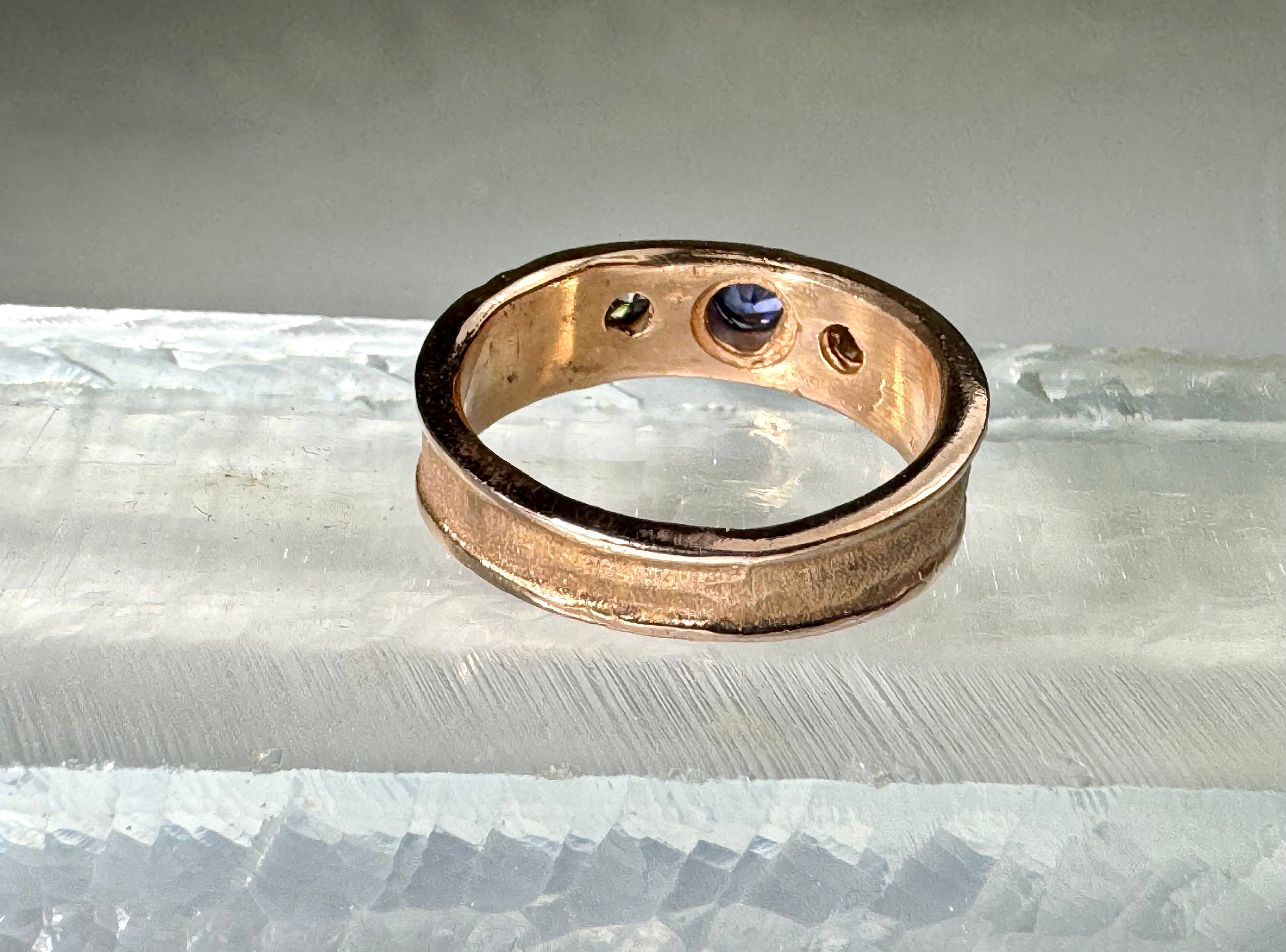 Blue Sapphire & Diamond Rose Gold Ring