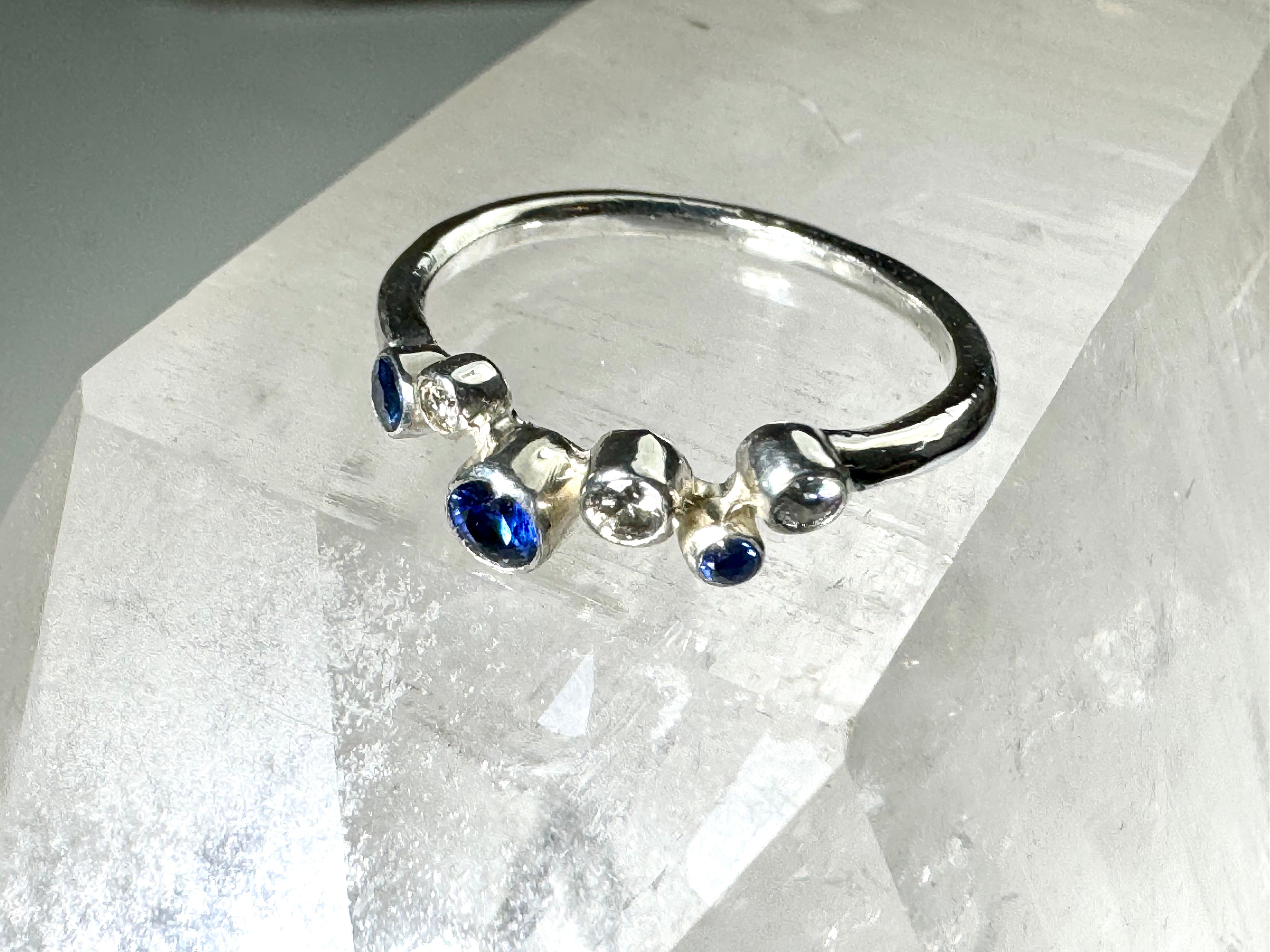 Sapphire Diamond Pebble Ring