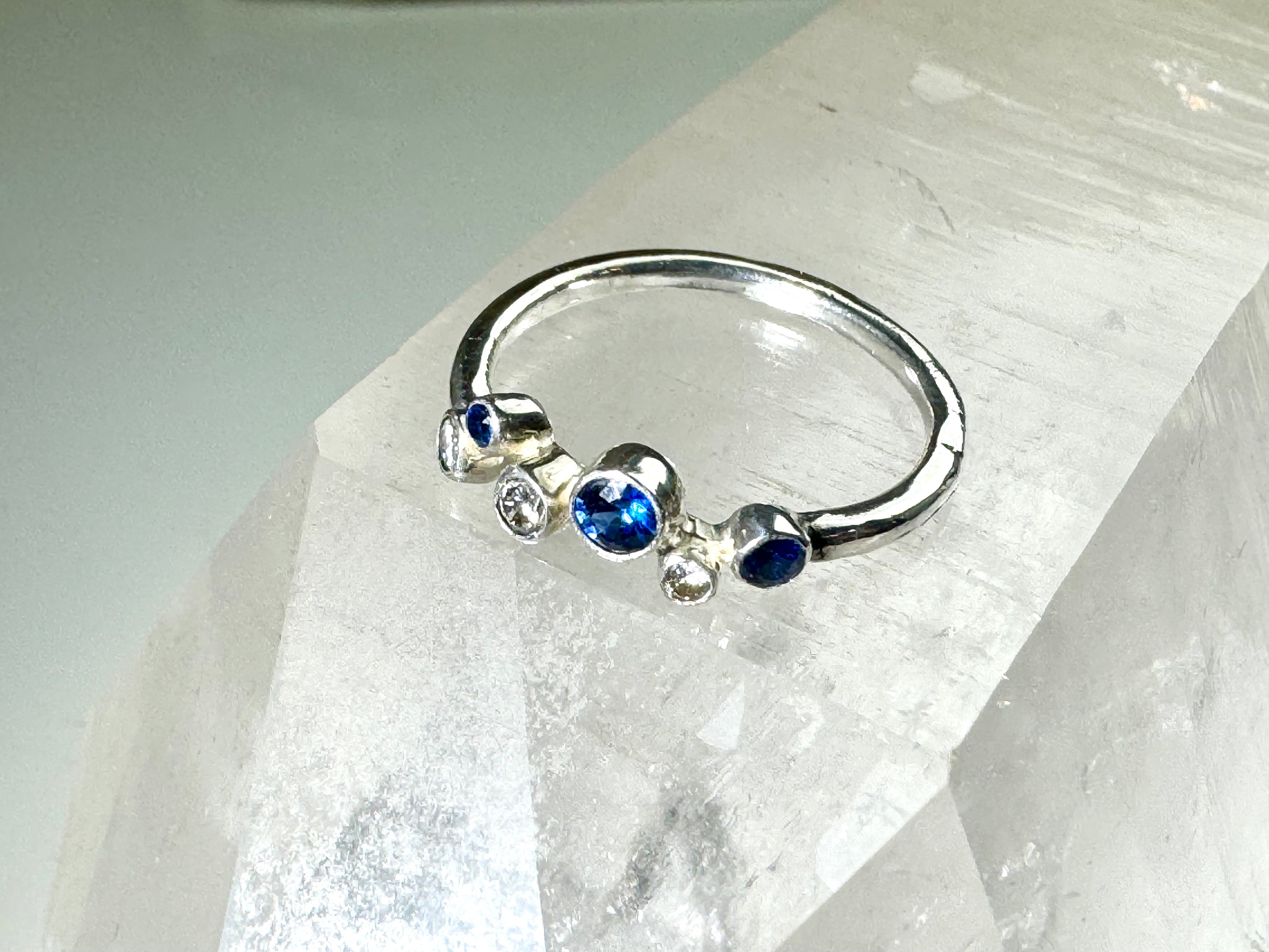 Sapphire Diamond Pebble Ring