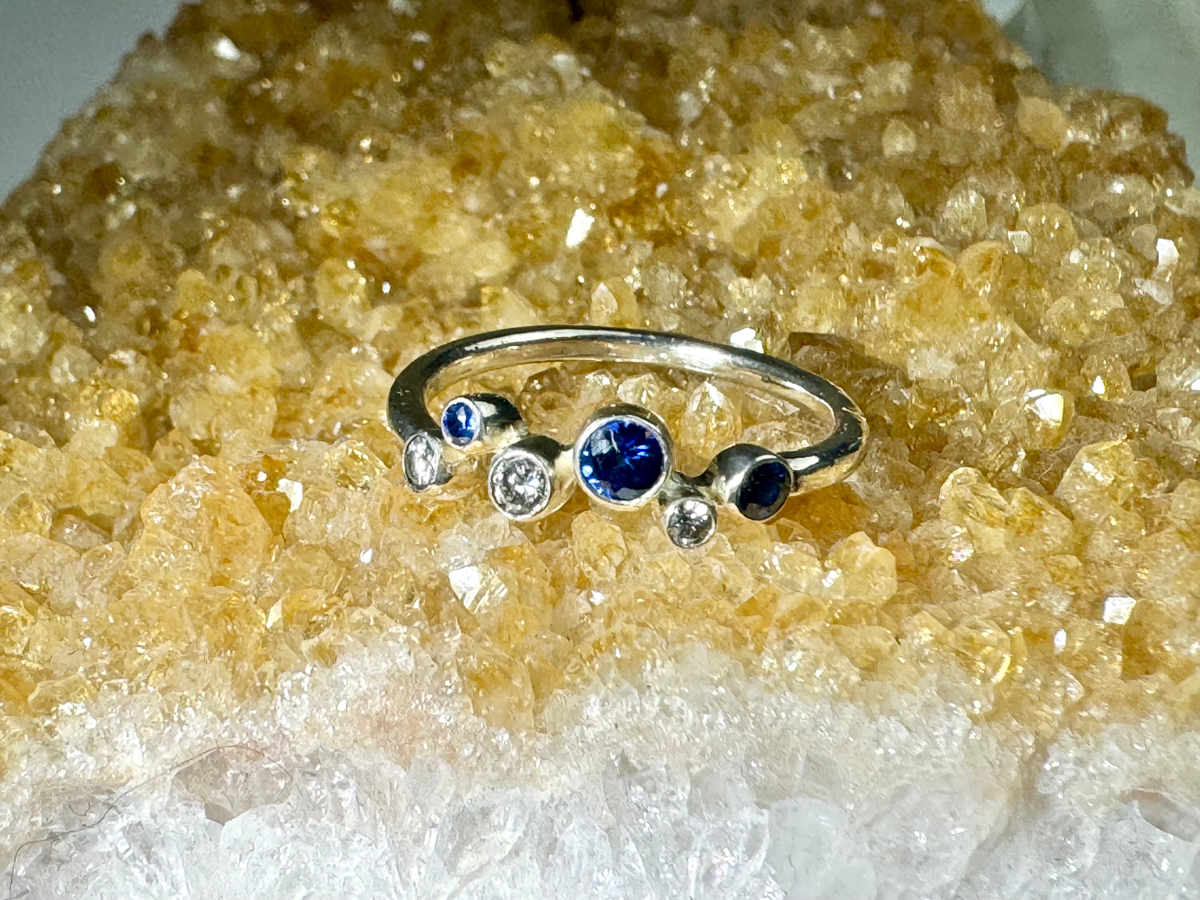 Sapphire Diamond Pebble Ring