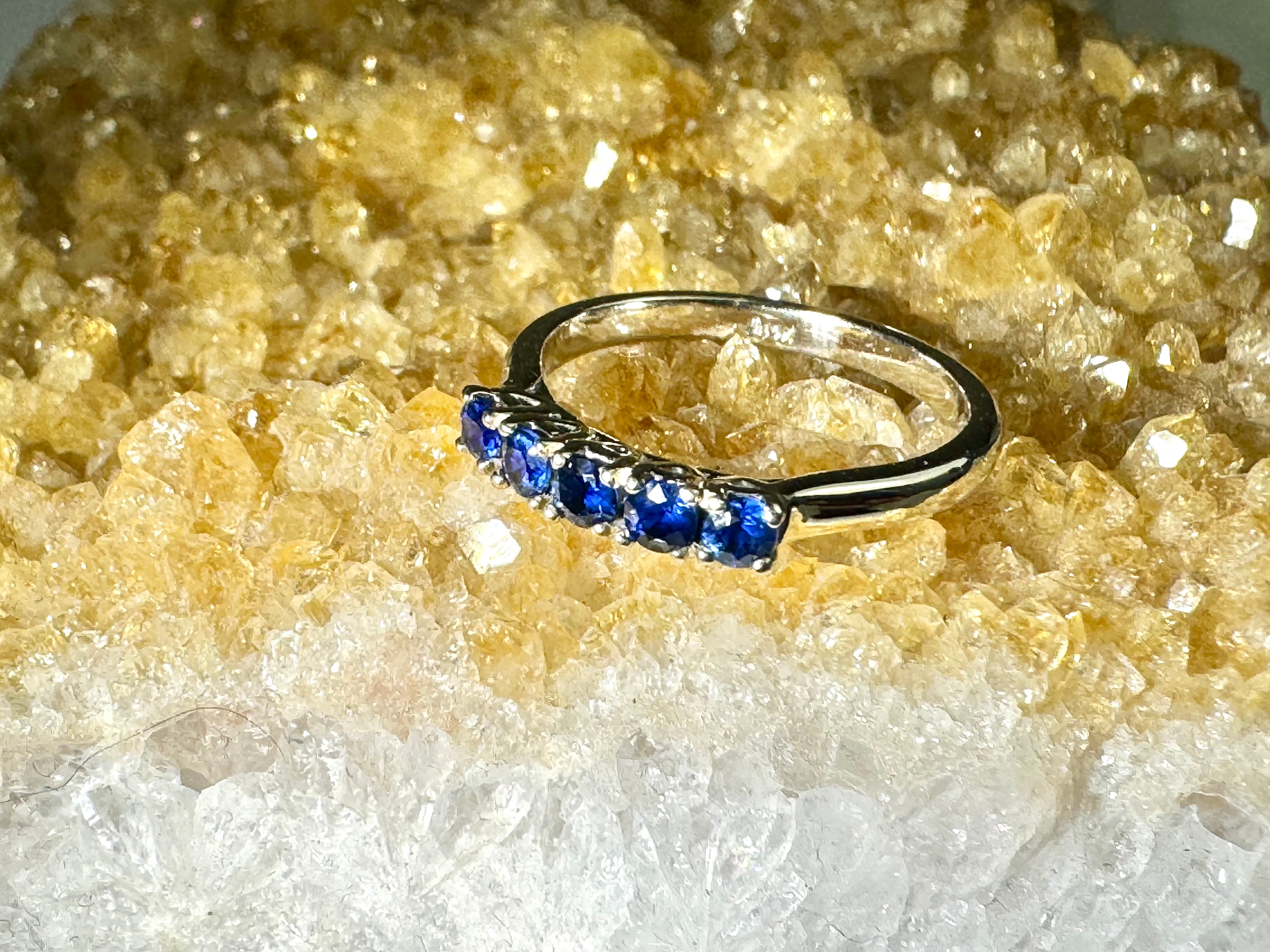 Blue Sapphire 5 Stone 14k Ring