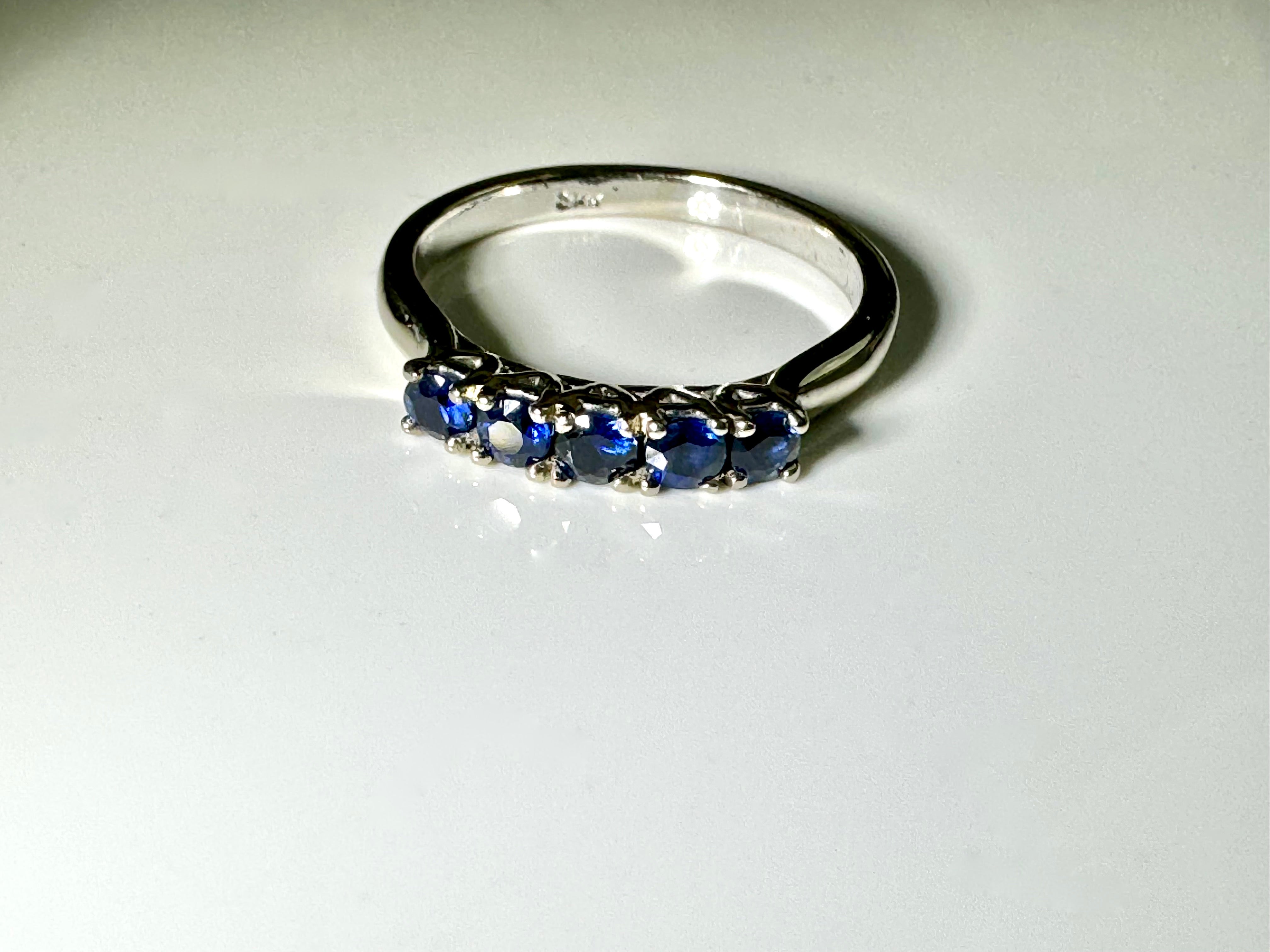 Blue Sapphire 5 Stone 14k Ring