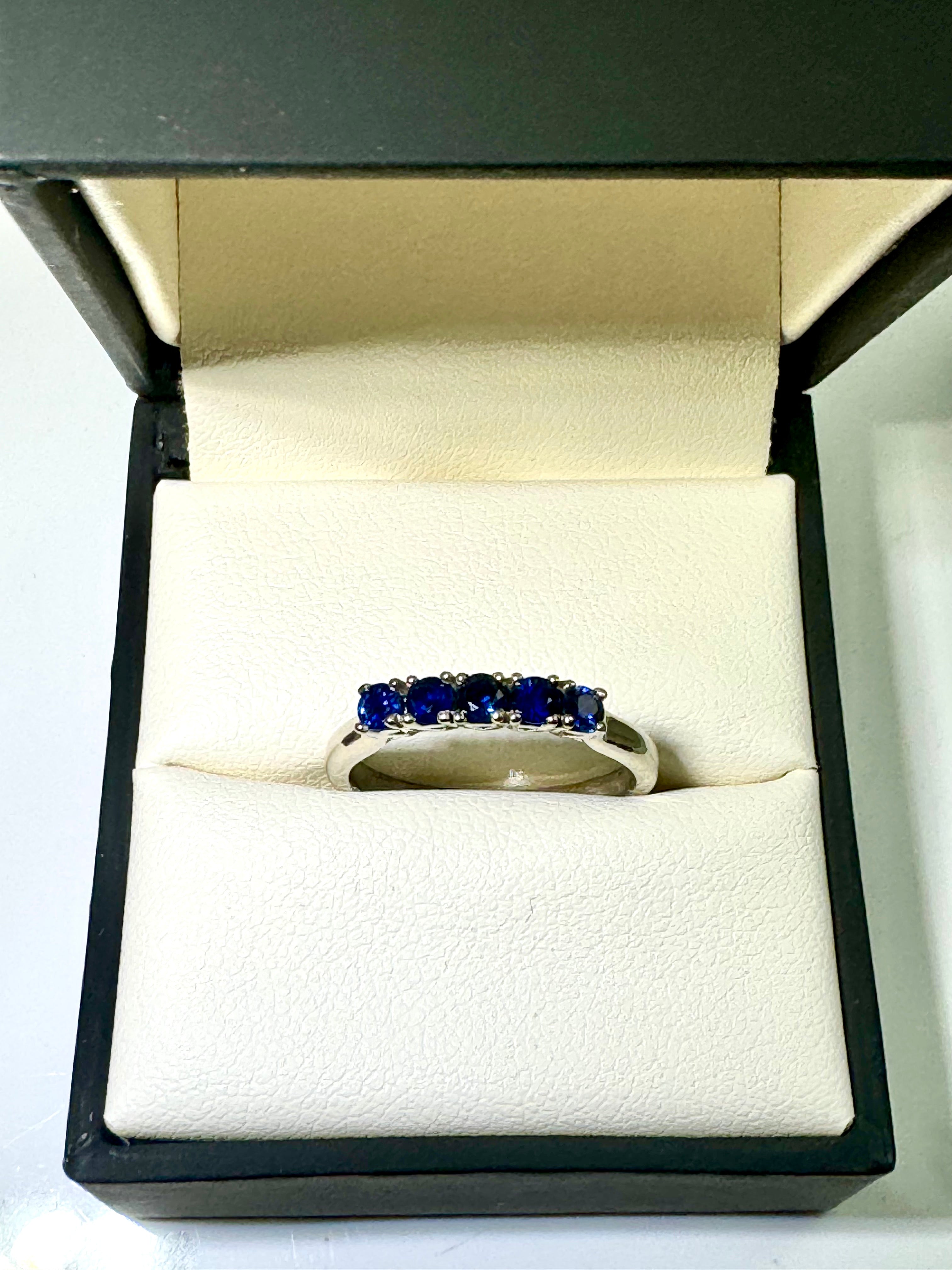 Blue Sapphire 5 Stone 14k Ring